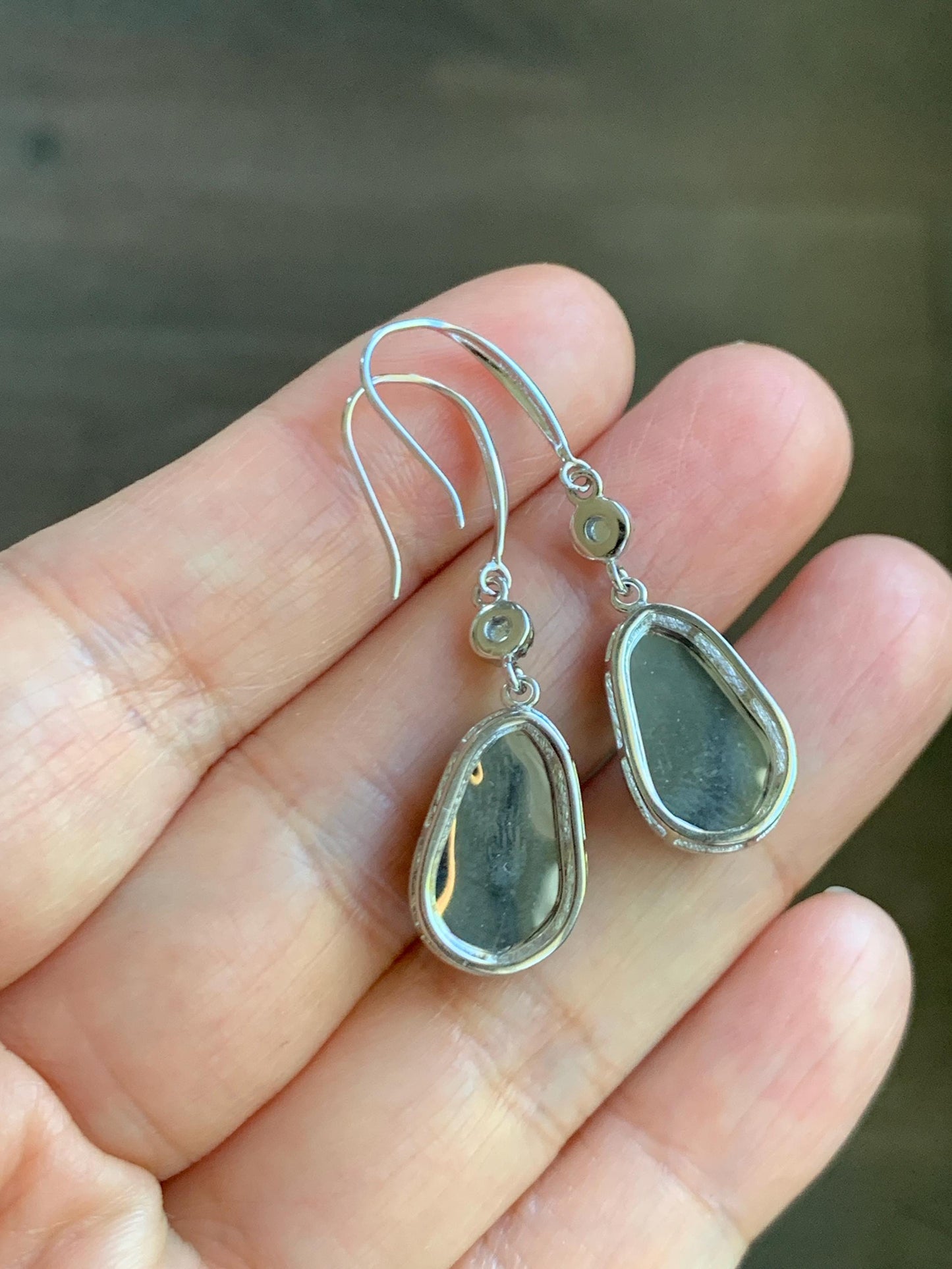Natural Guatemalan Grade A Icy Highly Translucent Pastel Blue Jade Jadeite Leaf Dangle Earrings Sterling Silver 天然高冰危浅蓝翡翠叶子银耳钩 XYD240E