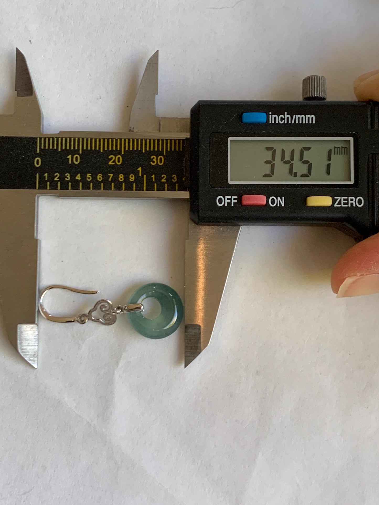 Natural Grade A Guatemalan Icy Highly Translucent Teal Blue Jade Jadeite Princess Donut Dangle Earrings Sterling Silver 天然冰危蓝绿翡翠公主扣耳钩 WGZ110