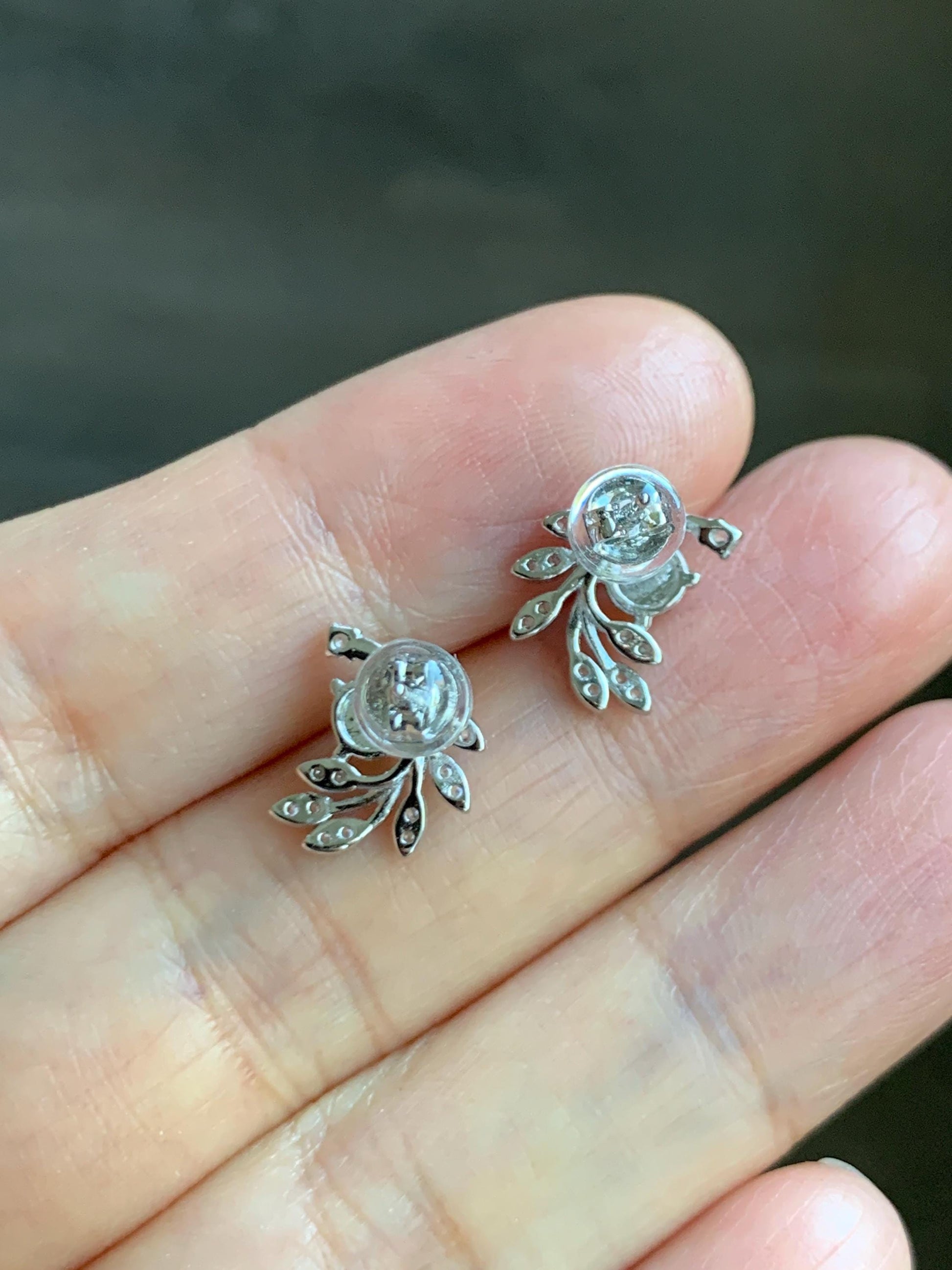 Natural Grade A Guatemalan Icy Translucent Vibrant Green Jade Jadeite Stud Earrings Sterling Silver 天然冰危绿翡翠耳钉 WXH55