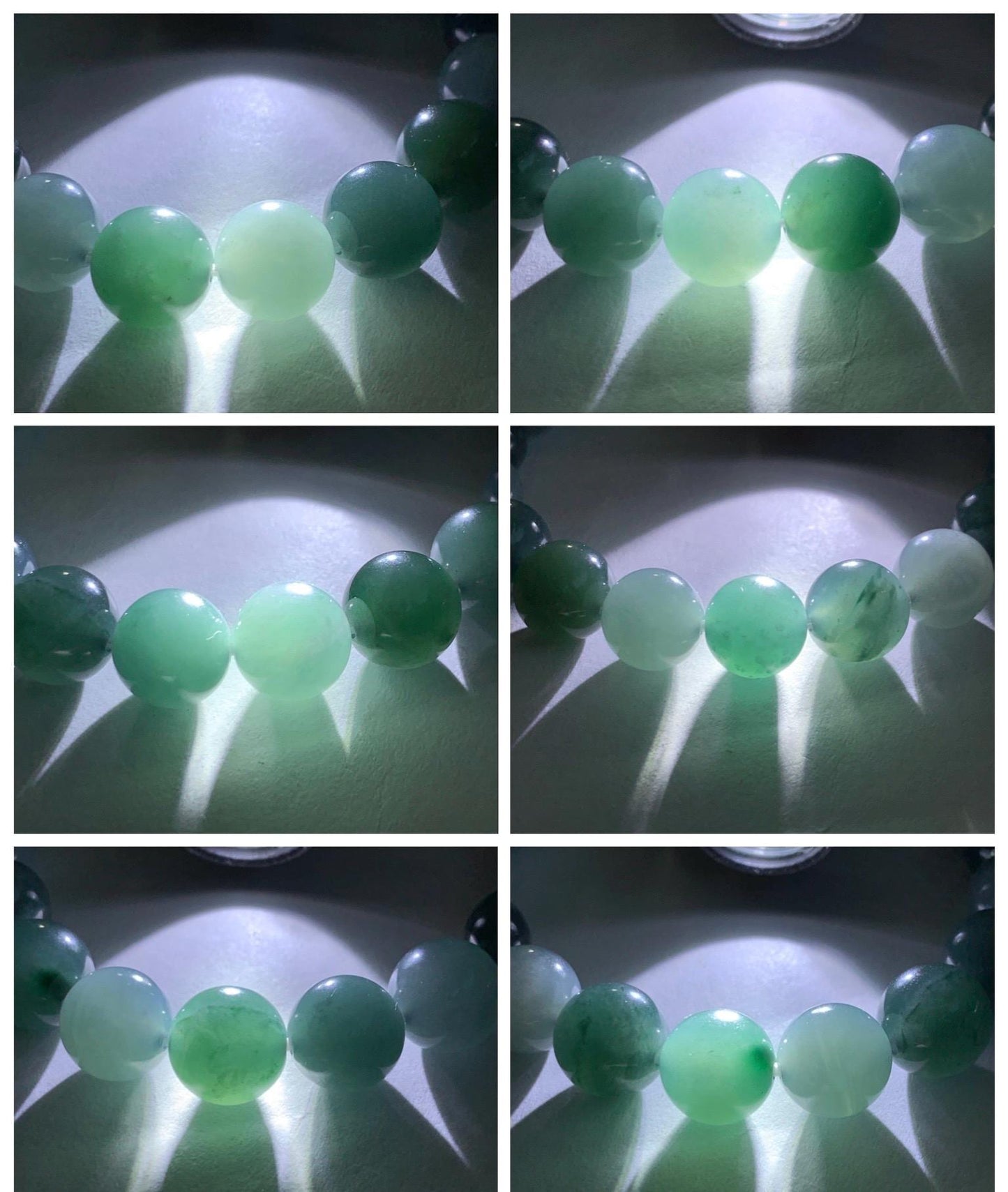 Natural Grade A Guatemalan Icy Translucent Dusty Teal Blue Multicolored Jade Jadeite Beaded Bracelet 9.7mm 7” 31g 天然冰危蓝水多宝翡翠手串 WDB150B