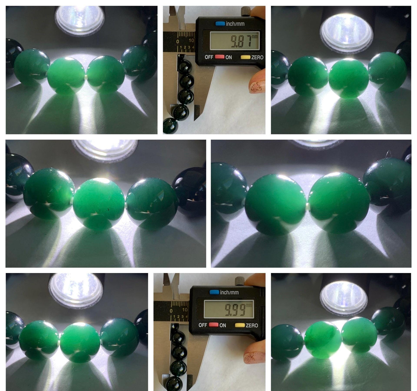 Natural Grade A Guatemalan Icy Translucent Gelatinous Black Jade Jadeite Beaded Bracelet Old Mine 9.8mm 7” 31g 天然老种冰危蓝底墨翠大卡手串 WMC770