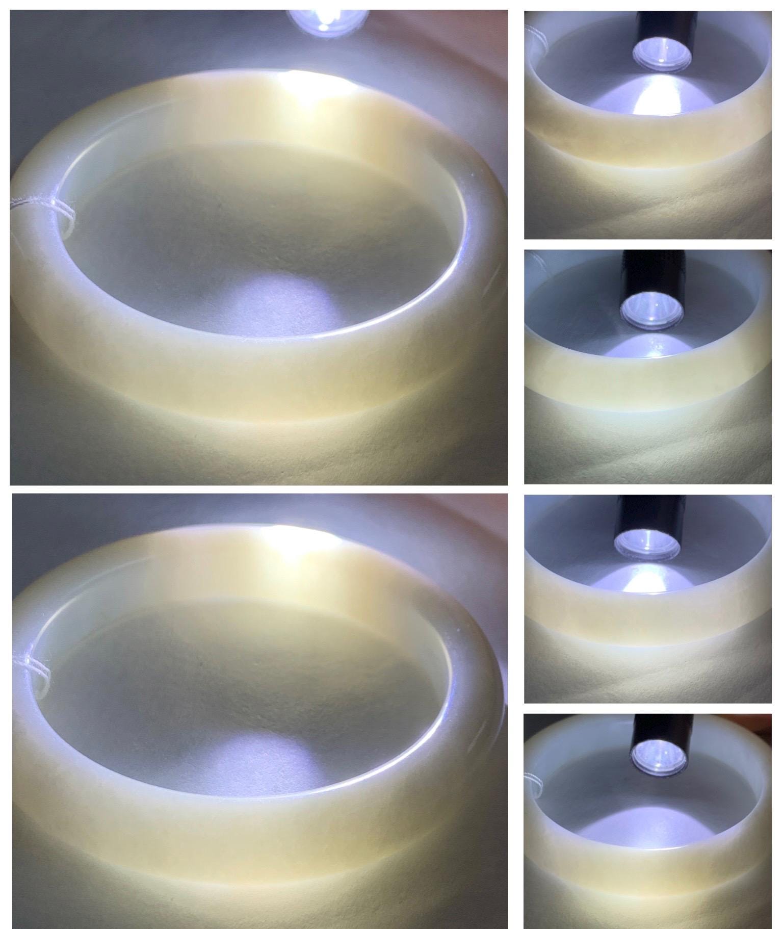 Certified Natural Nephrite Jade Translucent Creamy White Bangle Bracelet 56.4mm 6.97” 69.44g 天然和田玉奶白手镯 151