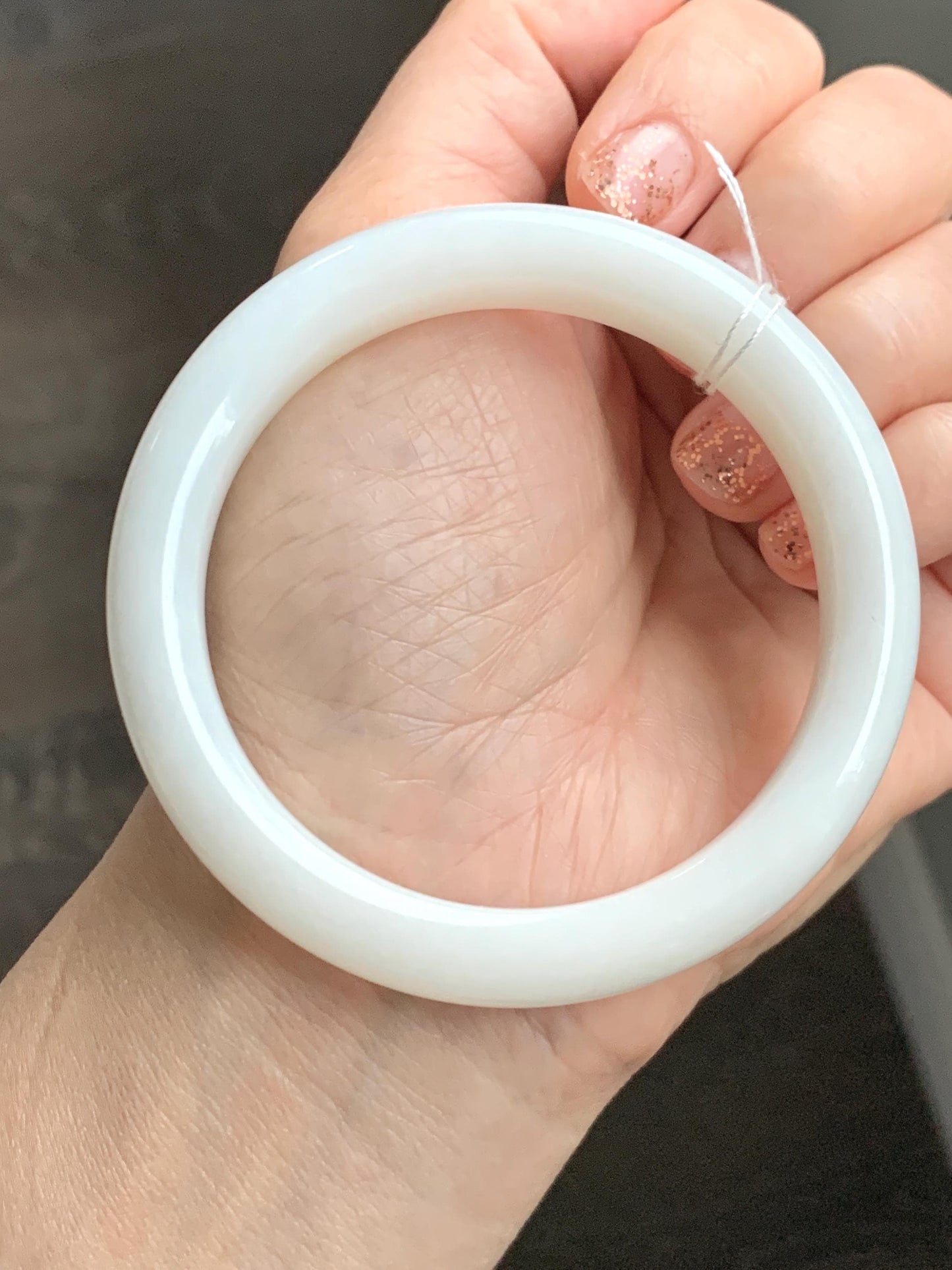 Certified Natural Nephrite Jade Translucent Creamy White Bangle Bracelet 56.4mm 6.97” 69.44g 天然和田玉奶白手镯 151