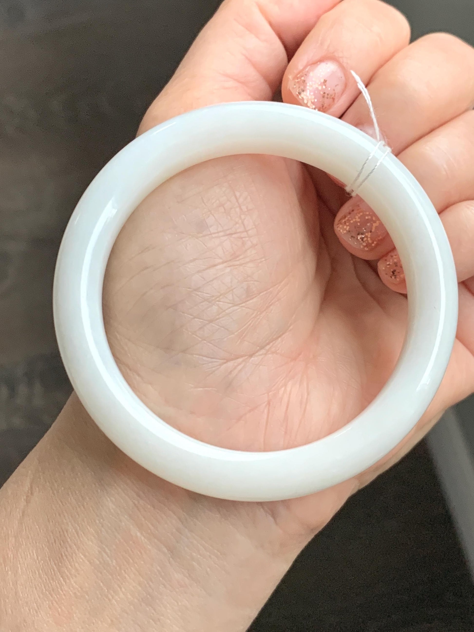 Certified Natural Nephrite Jade Translucent Creamy White Bangle Bracelet 56.4mm 6.97” 69.44g 天然和田玉奶白手镯 151