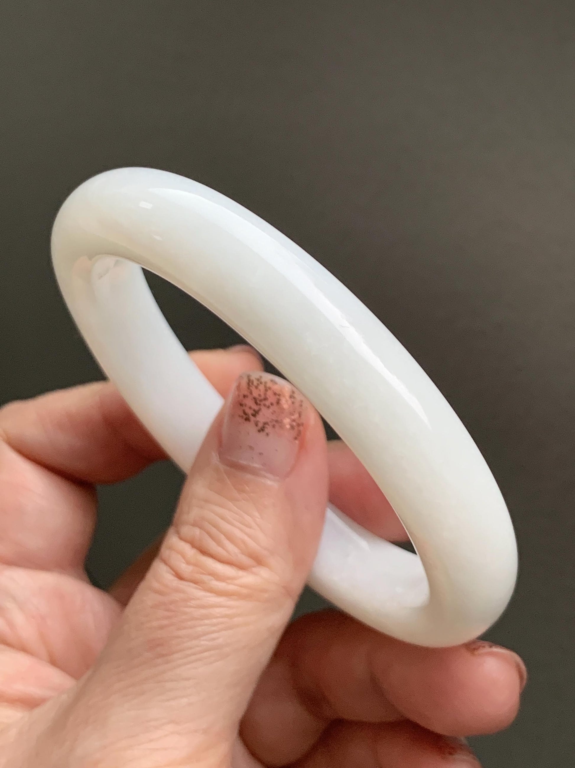 Certified Natural Nephrite Jade Translucent Creamy White Bangle Bracelet 56.4mm 6.97” 69.44g 天然和田玉奶白手镯 151