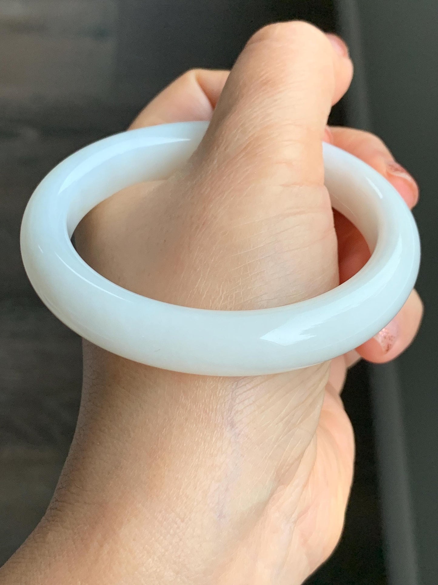 Certified Natural Nephrite Jade Translucent Creamy White Bangle Bracelet 56.4mm 6.97” 69.44g 天然和田玉奶白手镯 151