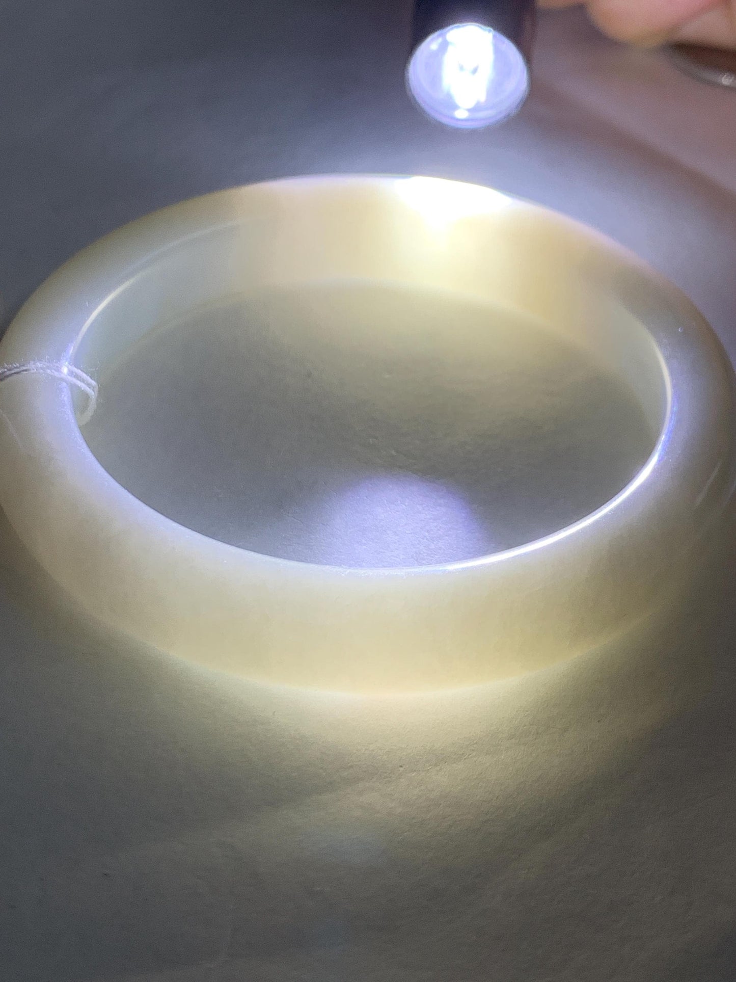 Certified Natural Nephrite Jade Translucent Creamy White Bangle Bracelet 56.4mm 6.97” 69.44g 天然和田玉奶白手镯 151