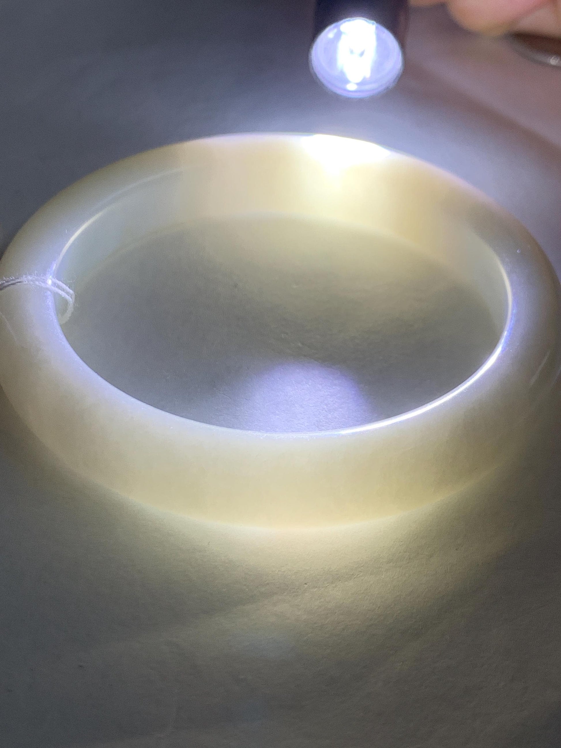 Certified Natural Nephrite Jade Translucent Creamy White Bangle Bracelet 56.4mm 6.97” 69.44g 天然和田玉奶白手镯 151