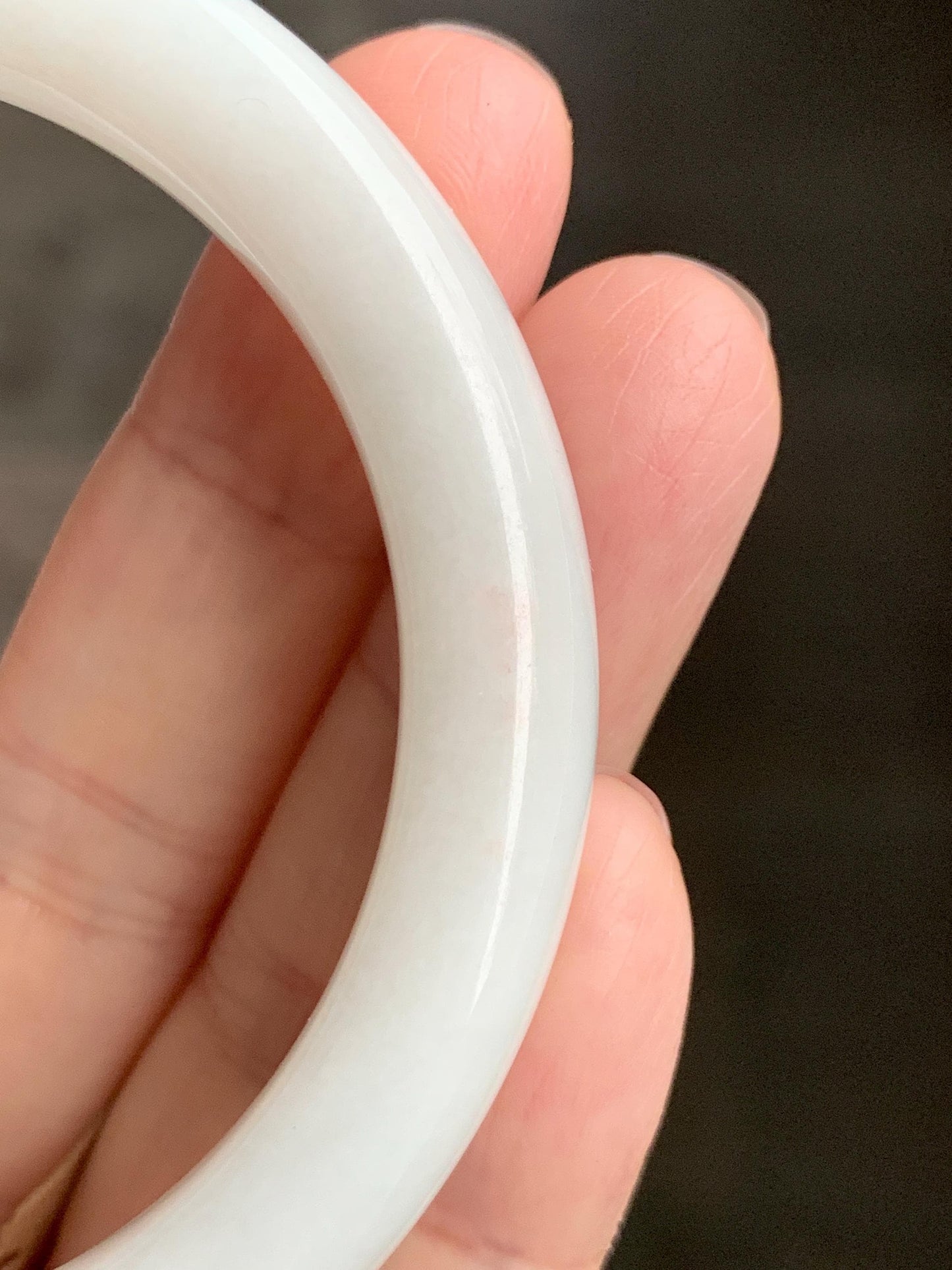 Certified Natural Nephrite Jade Translucent Creamy White Bangle Bracelet 56.4mm 6.97” 69.44g 天然和田玉奶白手镯 151