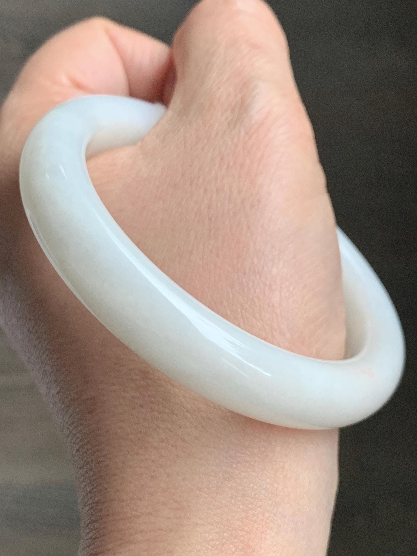 Certified Natural Nephrite Jade Translucent Creamy White Bangle Bracelet 56.4mm 6.97” 69.44g 天然和田玉奶白手镯 151