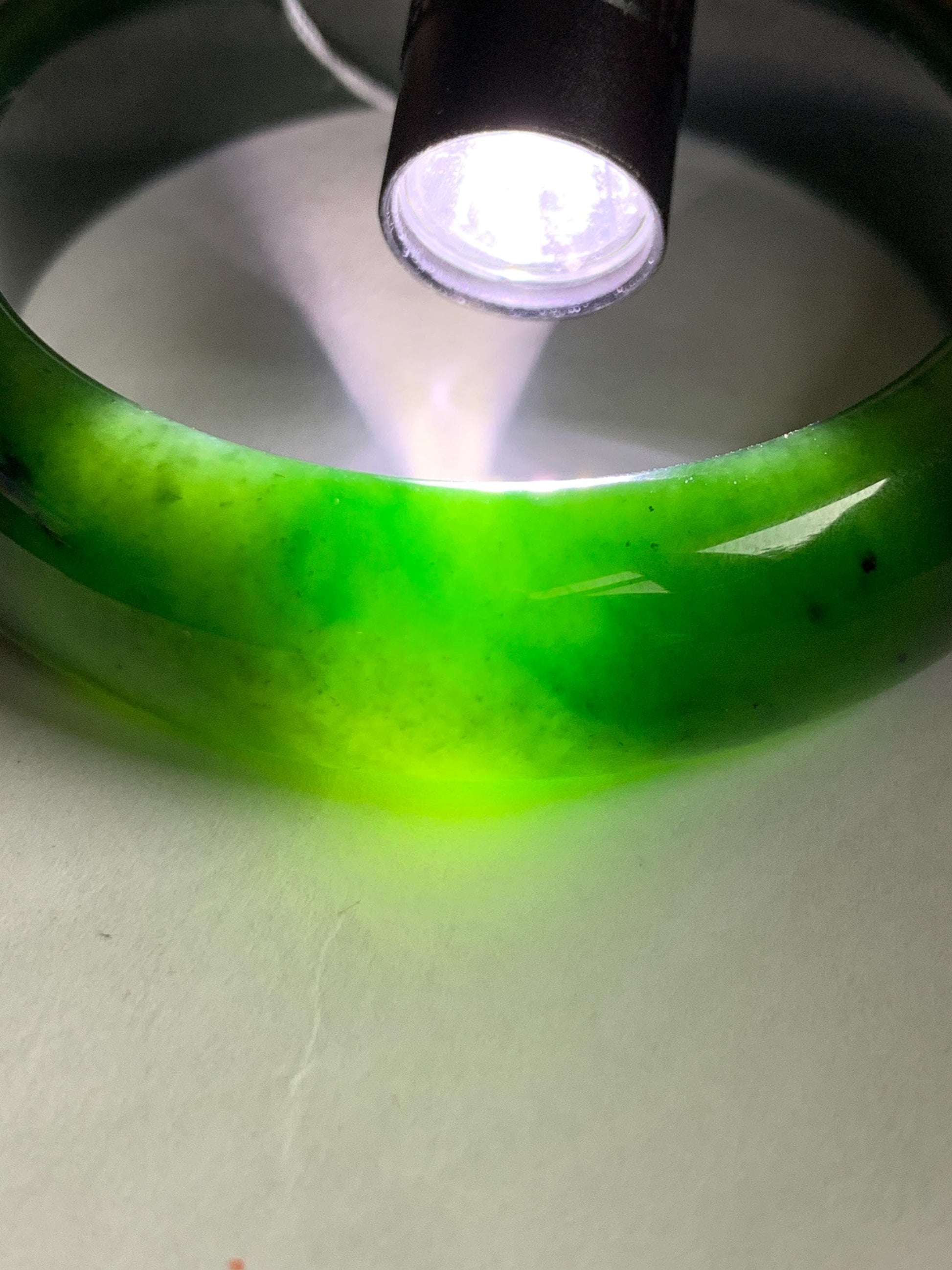 Certified Natural Nephrite Jade Translucent Dark Green Bangle Bracelet 53.94mm 6.66” 70g 天然和田玉菠菜绿轮胎宽手镯 146