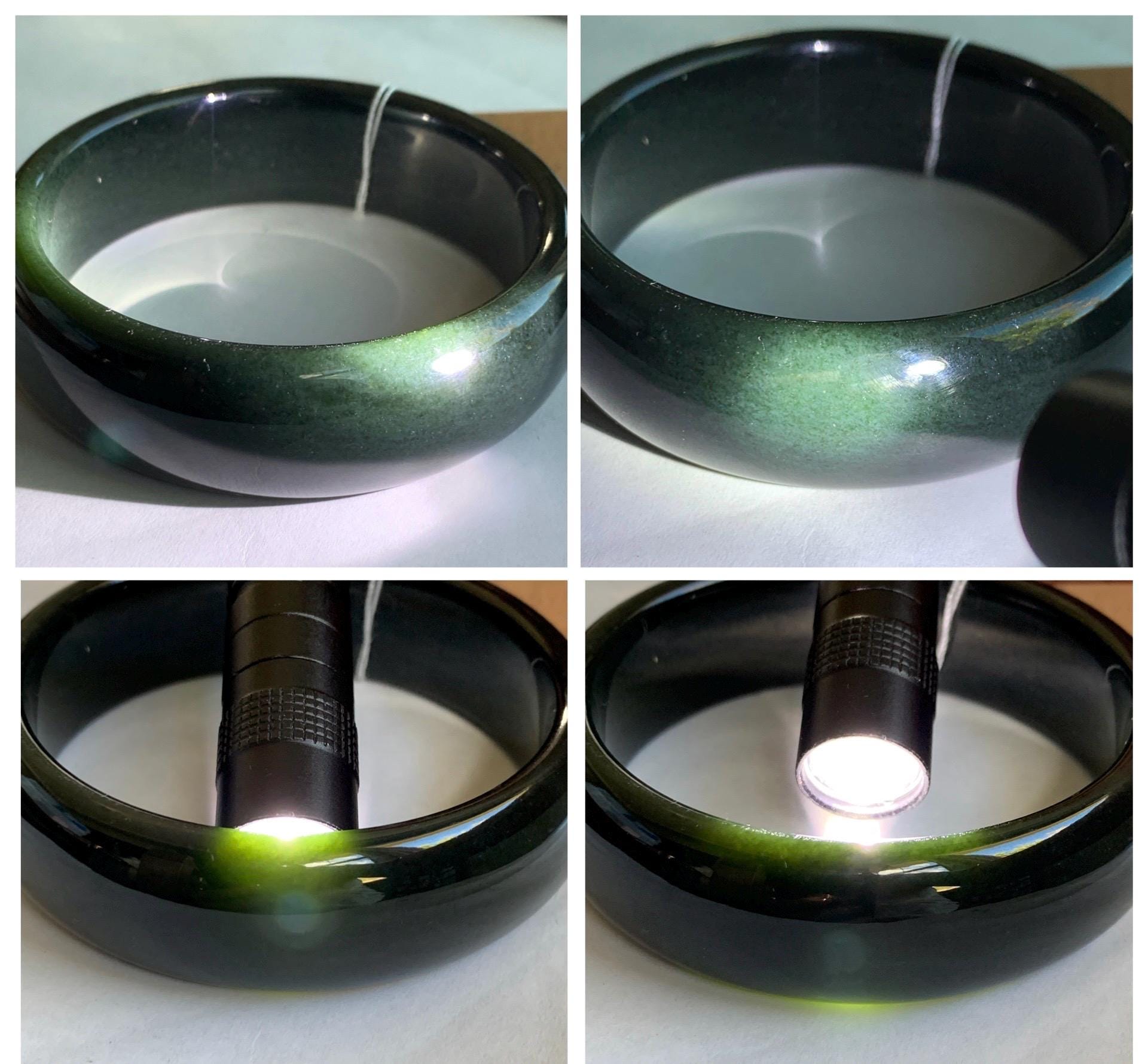 Certified Natural Nephrite Jade Opaque Black Wide Bangle Bracelet 60.5mm 7.5” 101g 天然和田玉墨玉轮胎宽手镯 155