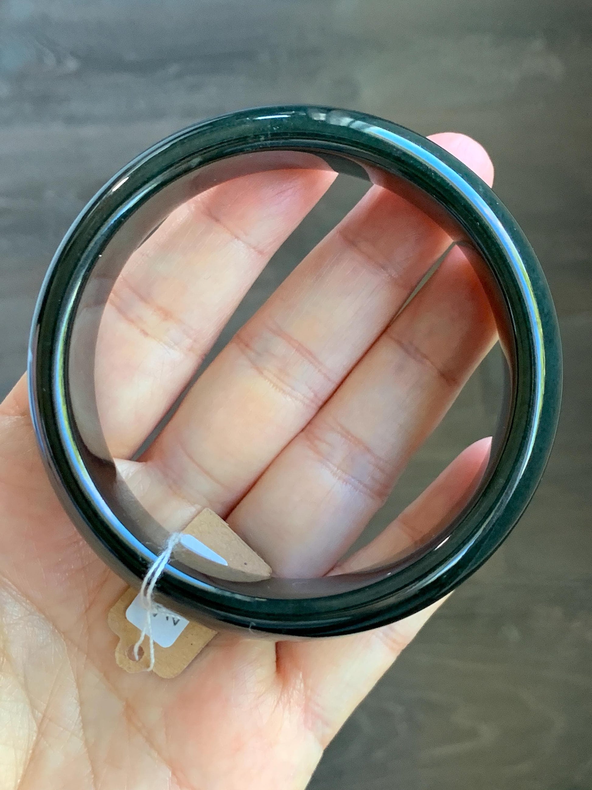 Certified Natural Nephrite Jade Opaque Black Wide Bangle Bracelet 60.5mm 7.5” 101g 天然和田玉墨玉轮胎宽手镯 155