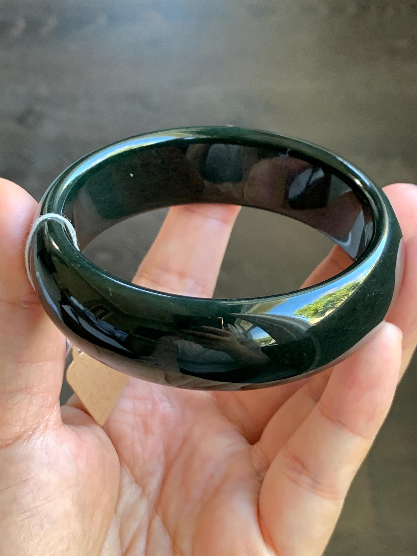 Certified Natural Nephrite Jade Opaque Black Wide Bangle Bracelet 60.5mm 7.5” 101g 天然和田玉墨玉轮胎宽手镯 155