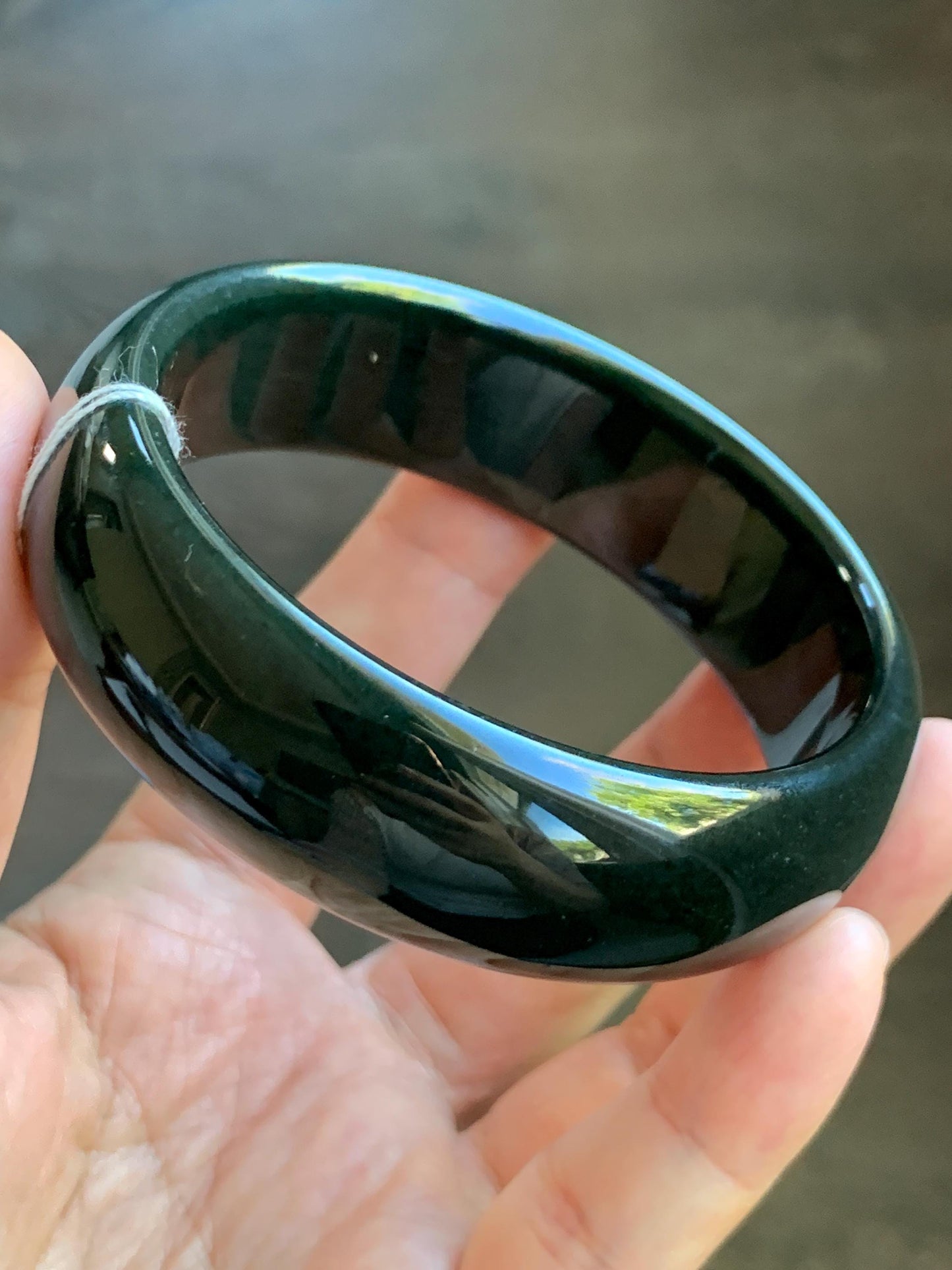 Certified Natural Nephrite Jade Opaque Black Wide Bangle Bracelet 60.5mm 7.5” 101g 天然和田玉墨玉轮胎宽手镯 155