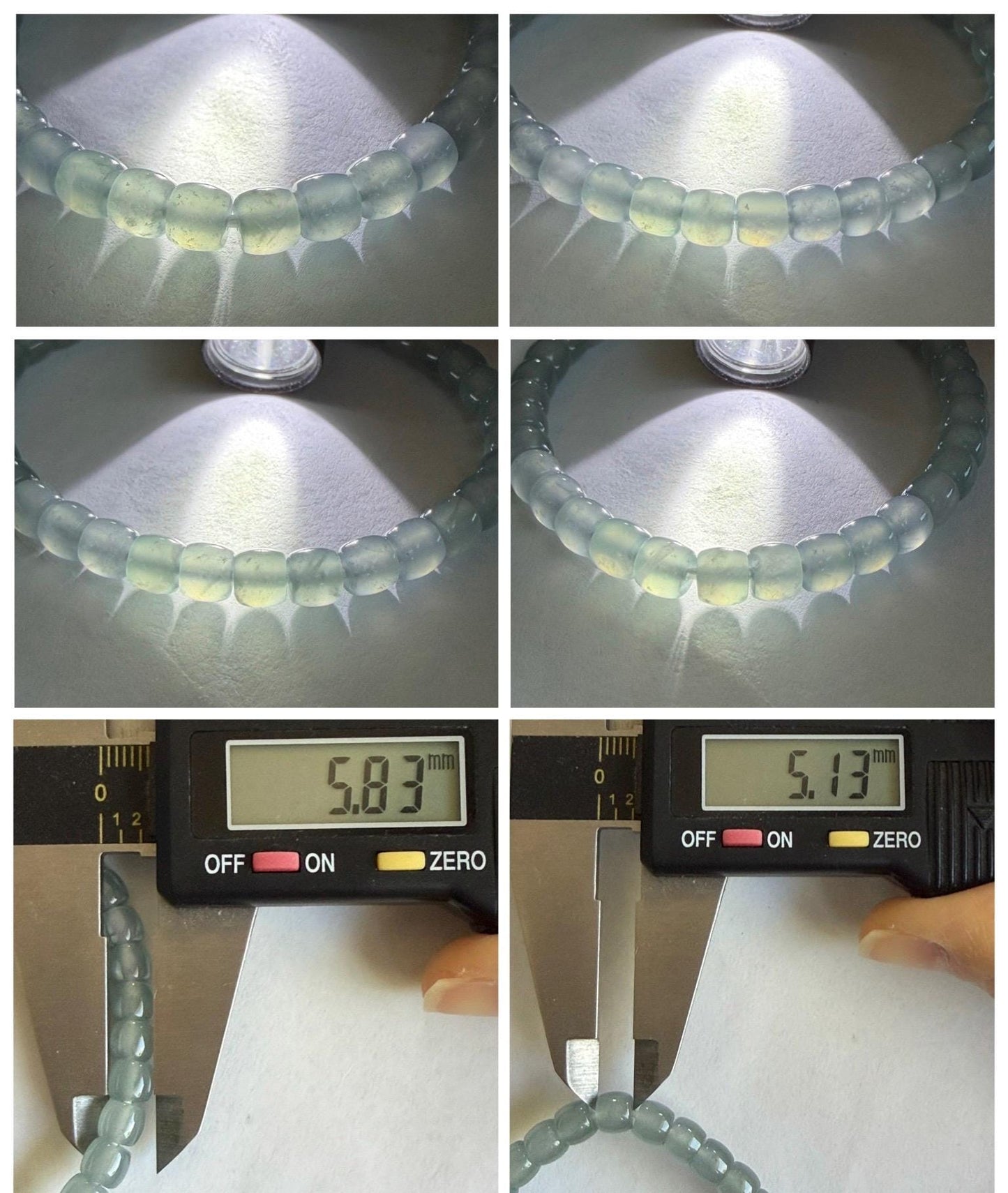 Natural Grade A Guatemalan Icy Highly Translucent Gelatinous Pastel Blue Jade Jadeite Barrel Beads Beaded Bracelet 7” 天然冰胶危浅蓝翡翠桶珠手串LXZ248