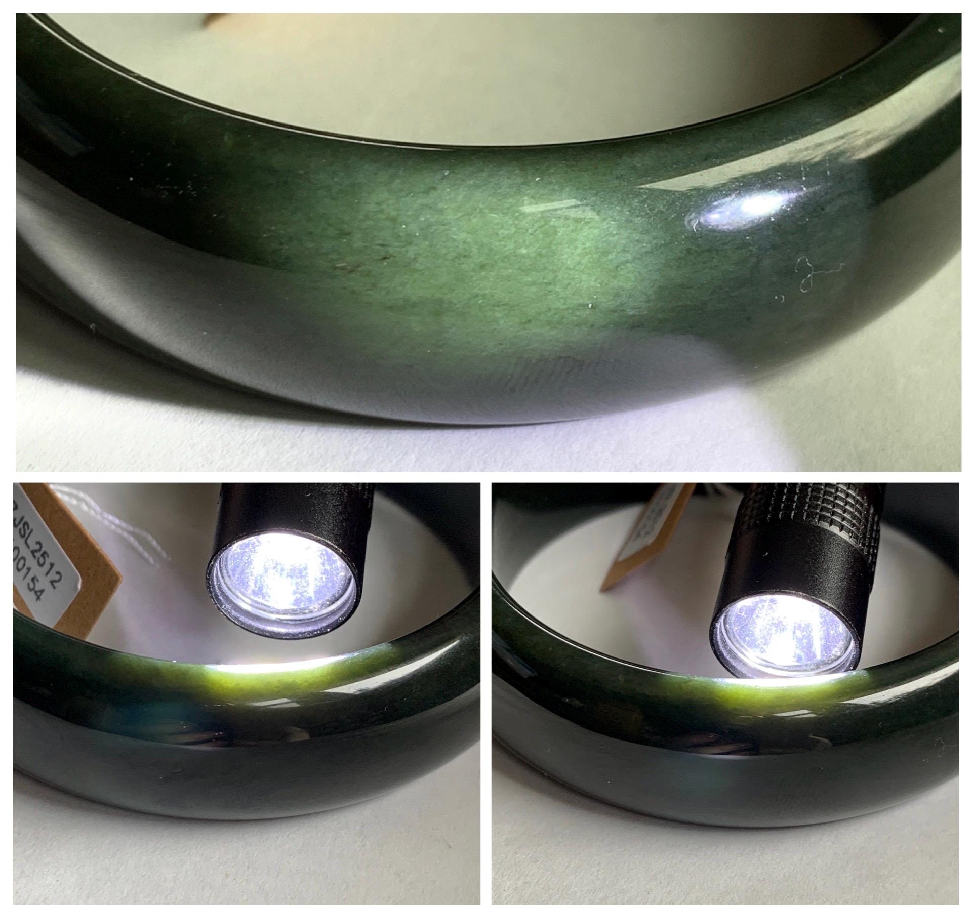 Certified Natural Nephrite Jade Opaque Black Wide Bangle Bracelet 59.88mm 7.4” 97g 天然和田玉墨玉轮胎宽手镯 154