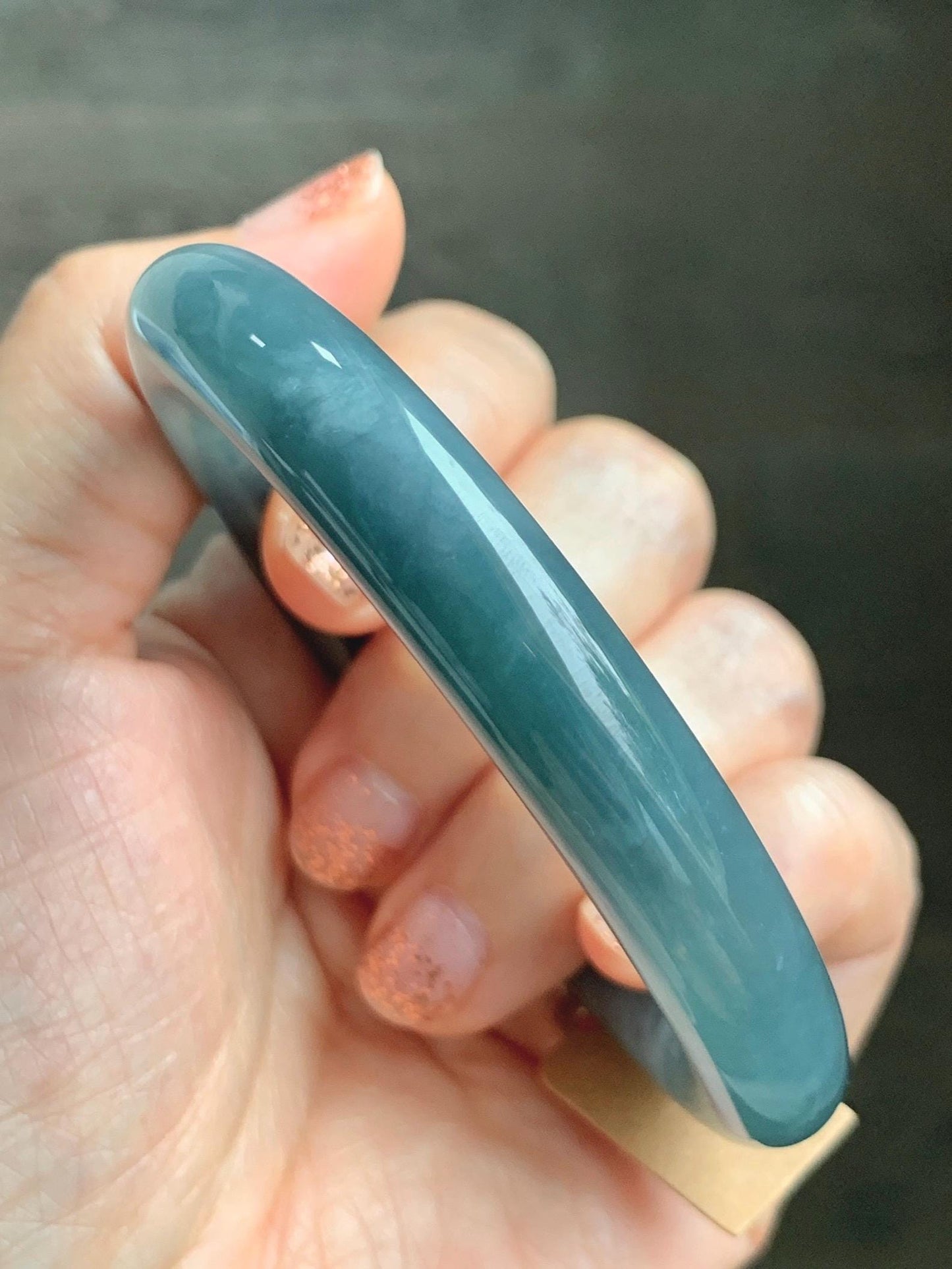 Certified Natural Grade A Guatemalan Icy Translucent Dusty Blueberry Blue Jade Jadeite Wide Bangle Bracelet 55.9mm 6.9” 天然冰危蓝莓紫翡翠粗圆条手镯 470