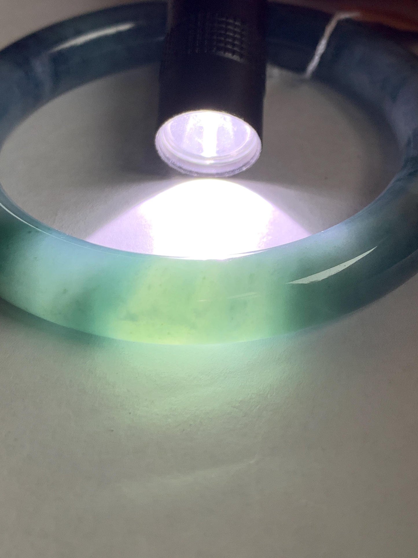 Certified Natural Grade A Guatemalan Icy Translucent Dusty Blueberry Blue Jade Jadeite Wide Bangle Bracelet 56.7mm 7” 天然冰危蓝莓紫翡翠粗圆条手镯 469