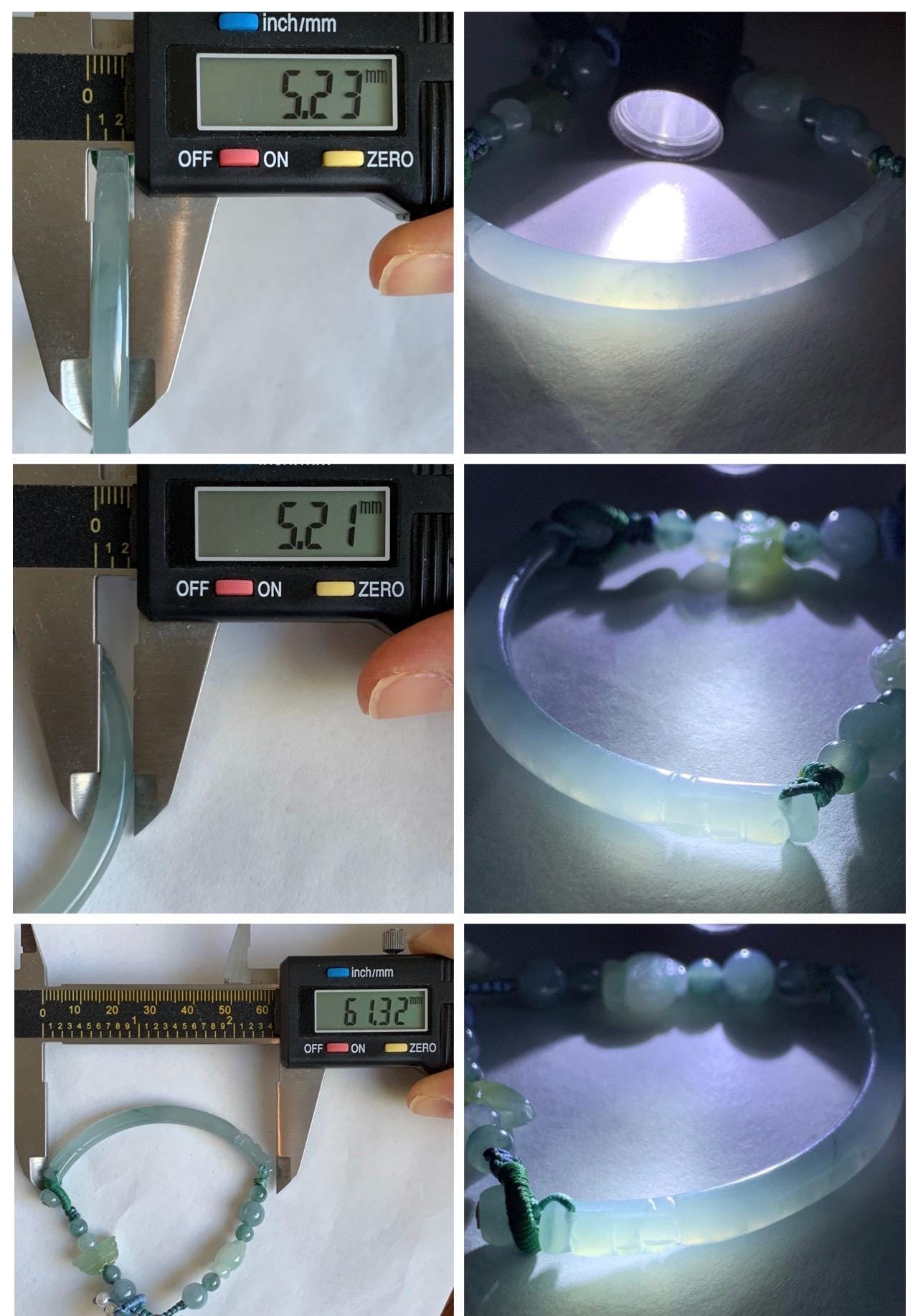 Natural Grade A Icy Translucent Multicolored Pastel Jade Jadeite Carved Cuff & Charms Beaded Rope Bracelet 6” 12g 天然冰胶马卡龙色翡翠繁花似锦半镯手串 FHZ256
