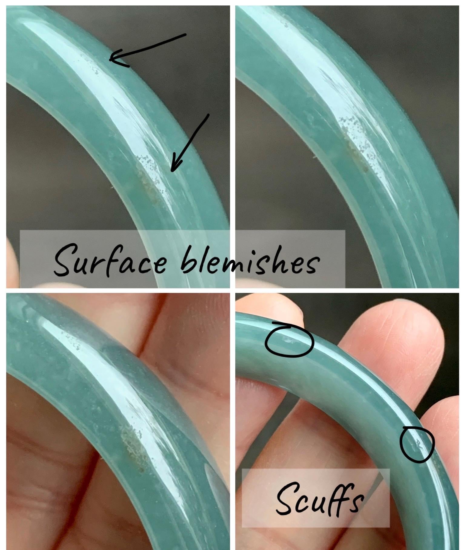 Certified Natural Grade A Guatemalan Icy Translucent Dusty Teal Green Jade Jadeite Wide Bangle 52.5mm 6.5” 38.45g 天然冰危蓝绿翡翠正圈宽版手镯 457