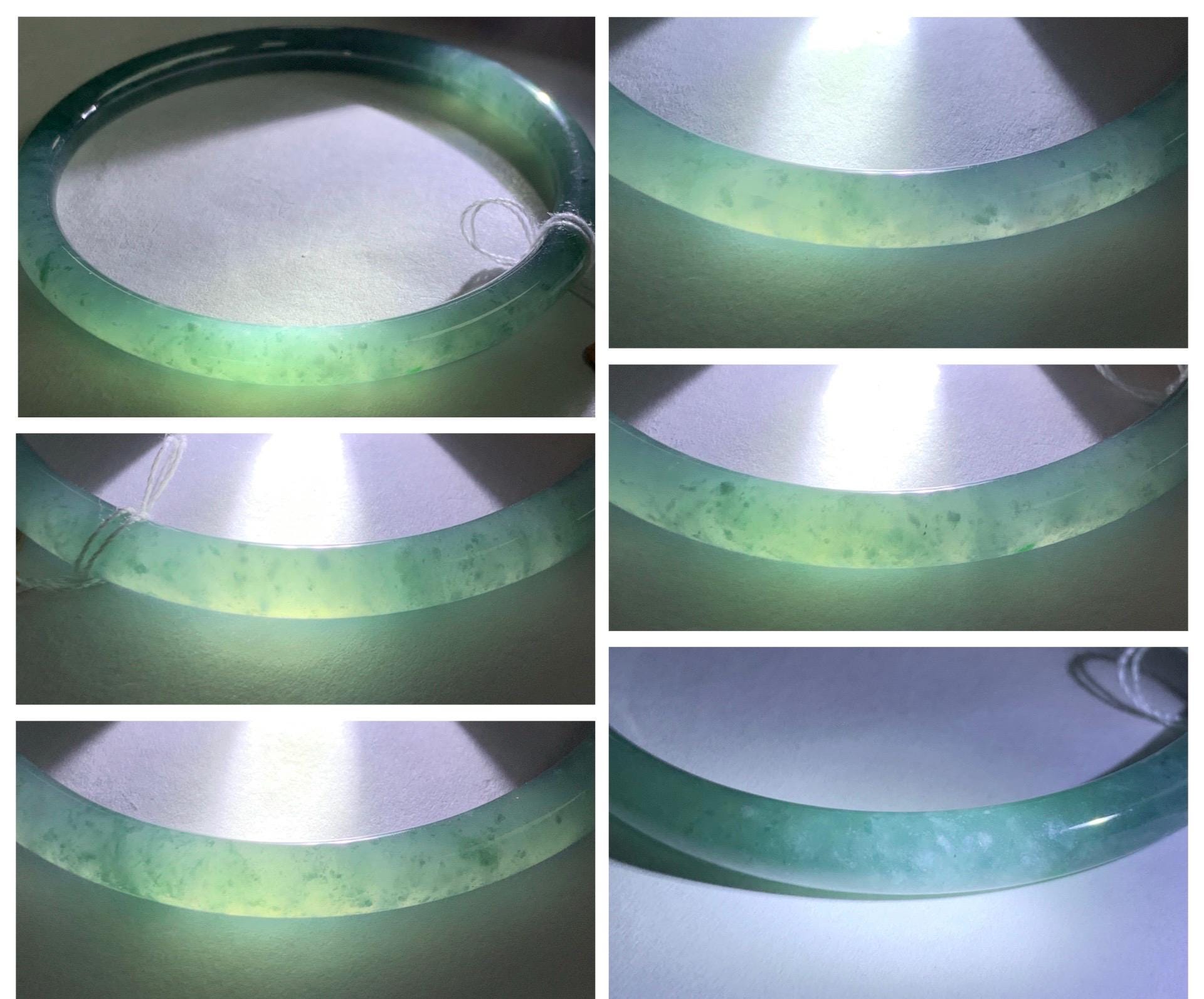 Certified Natural Grade A Guatemalan Icy Translucent Dusty Teal Green Jade Jadeite Slim Bangle 59.3mm 7.33” 18.8g 天然冰危晴蓝翡翠细圆条手镯 461