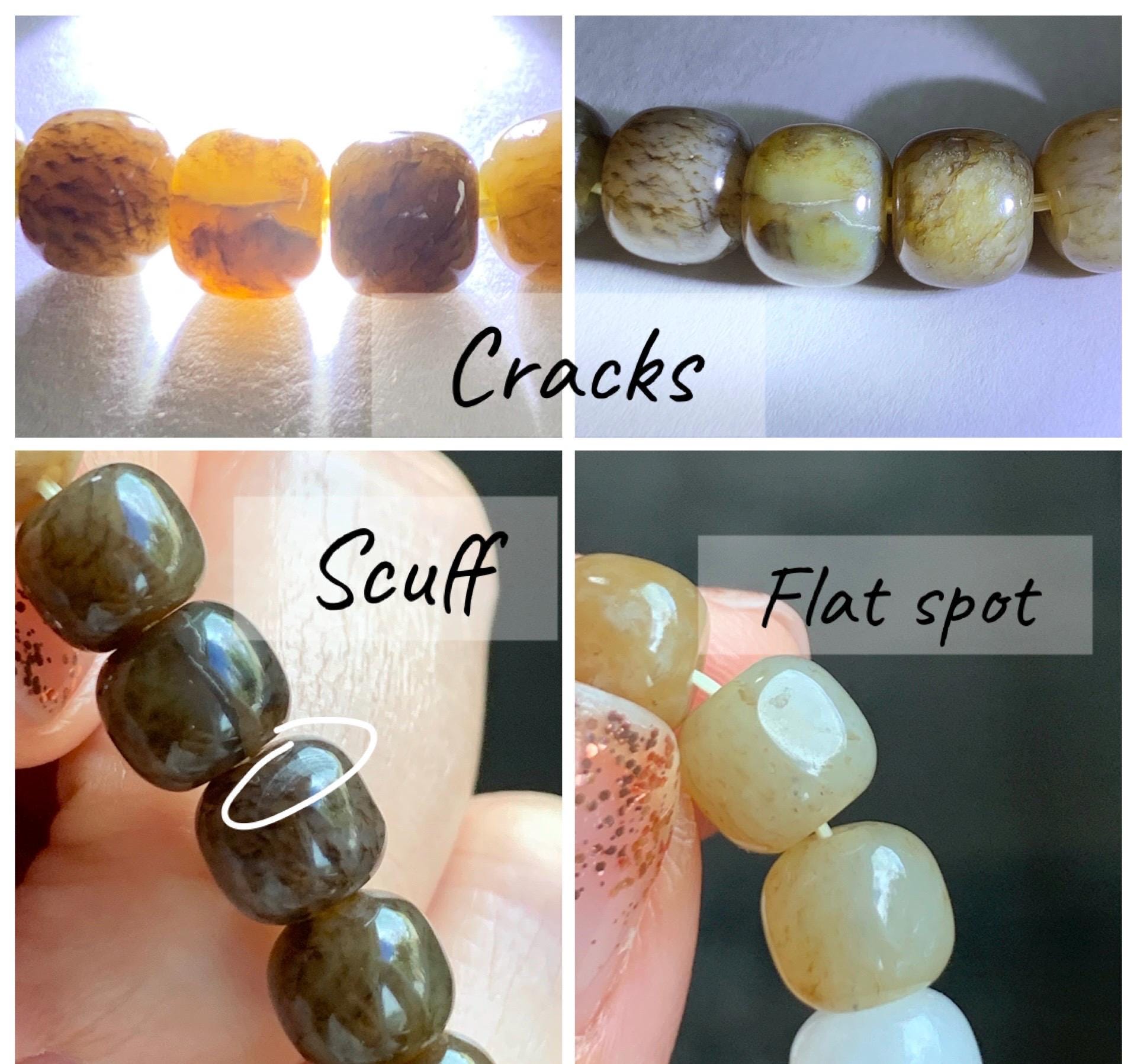 Natural Nephrite Jade Brown Sugar multicolored Translucent Drum Beads Beaded Bracelet Stretchy 6.75" 18g 天然和田玉糖色多宝鼓珠手串 HTT240B