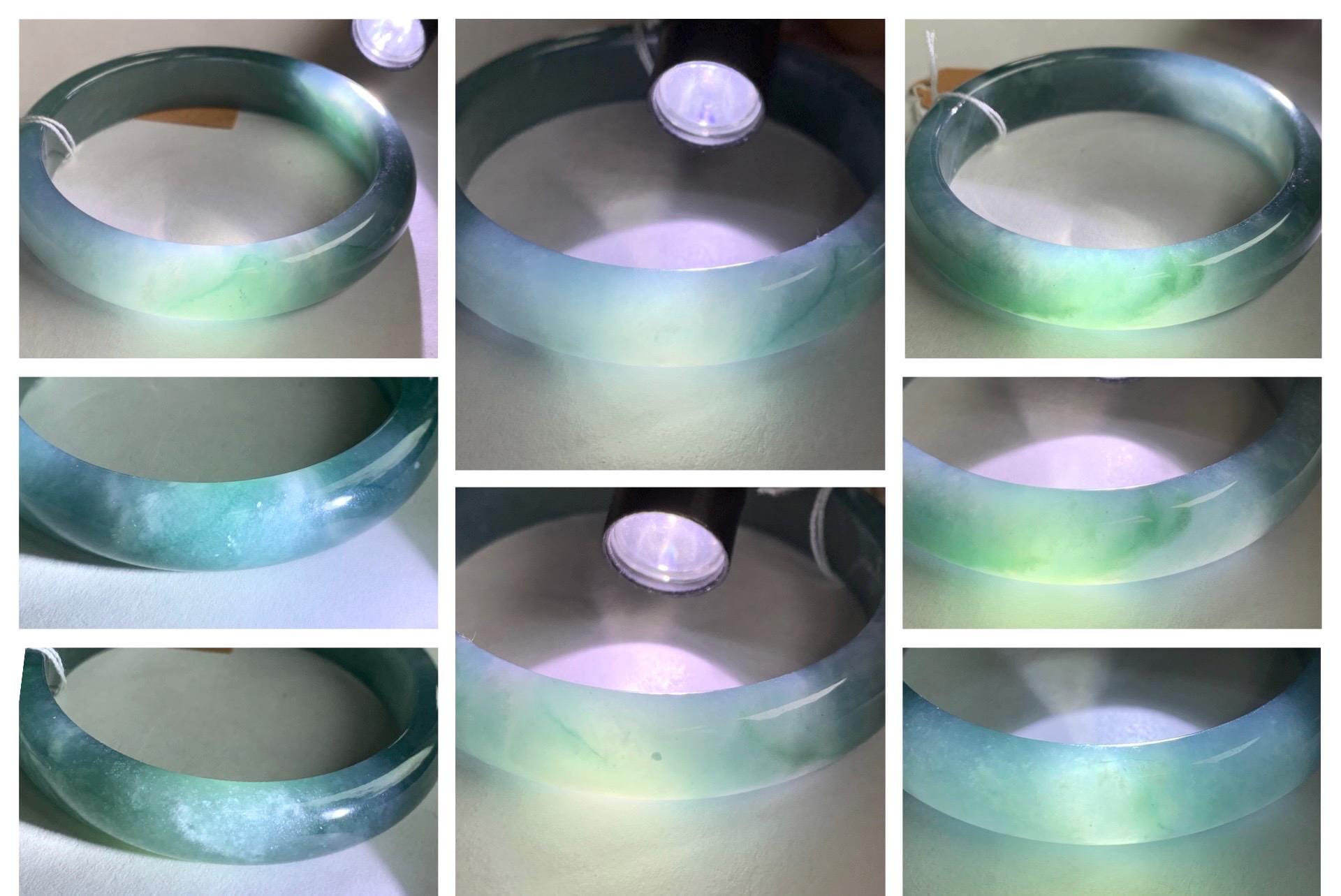 Certified Natural Grade A Guatemalan Icy Translucent Dusty Teal Blue Jade Jadeite Wide Bangle 52.7mm 6.5” 40.28g 天然冰危蓝翡翠正圈宽版手镯 455