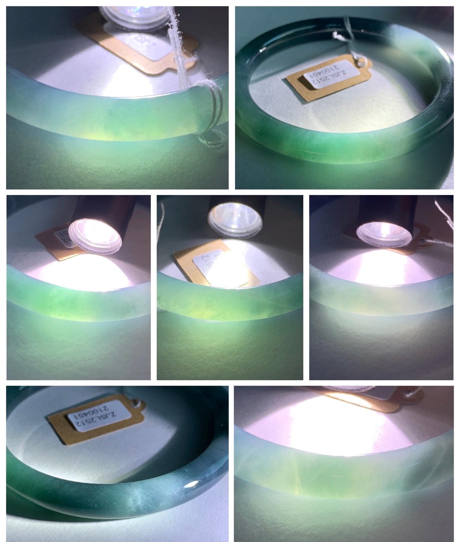 Certified Natural Grade A Guatemalan Icy Translucent Teal Blue Jade Jadeite Bangle 52.9mm 6.53” 25.8g 天然冰危蓝翡翠圆条手镯 451