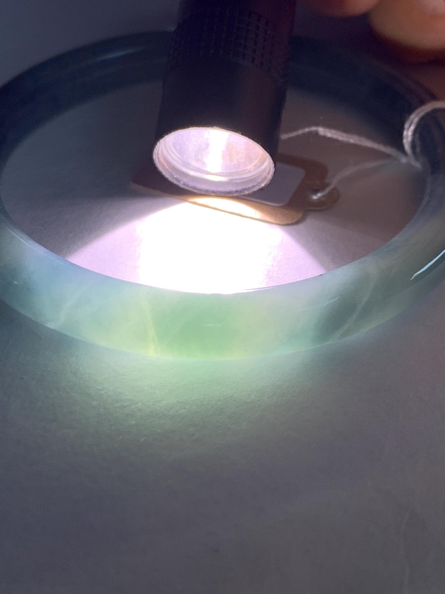 Certified Natural Grade A Guatemalan Icy Translucent Teal Blue Jade Jadeite Bangle 52.9mm 6.53” 25.8g 天然冰危蓝翡翠圆条手镯 451