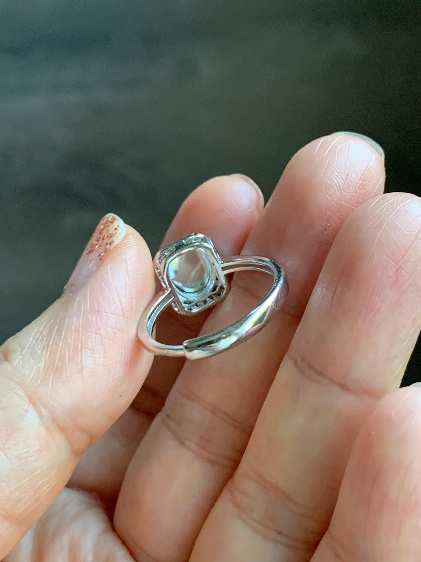 Natural Grade A Guatemalan Icy Translucent Vibrant Green Oval Jade Jadeite Ring Sterling Silver Size 7 US Adjustable 天然冰危绿翡翠蛋面银镶戒指 WLO110