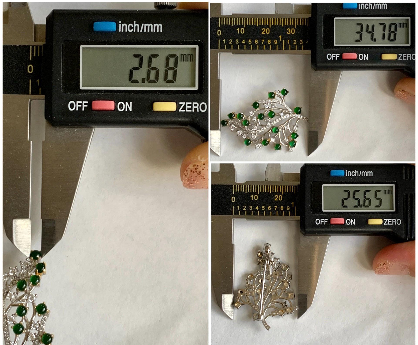 Natural Grade A Guatemalan Icy Translucent Vibrant Green Jade Jadeite Leaf Brooch Pendant S925 Sterling Silver 3g 天然冰危绿翡翠银镶树叶胸针吊坠两用款 WSY165