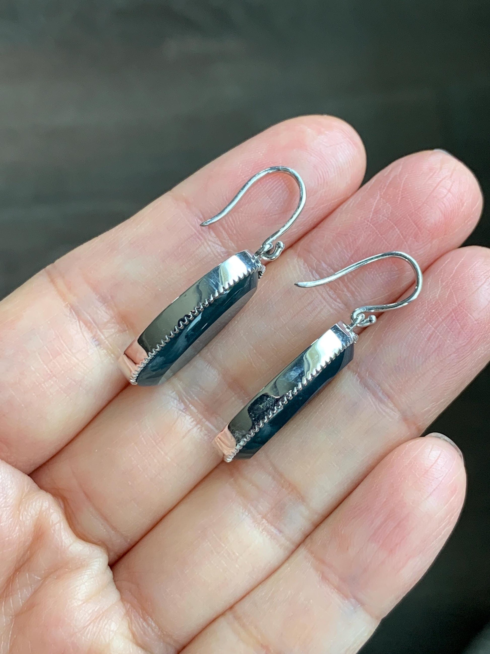 Certified Natural Grade A Guatemalan Icy Translucent Teal Green Marbled Jade Jadeite Oval Dangle Earrings Sterling Silver 天然冰危飘绿翡翠银镶耳钩 178