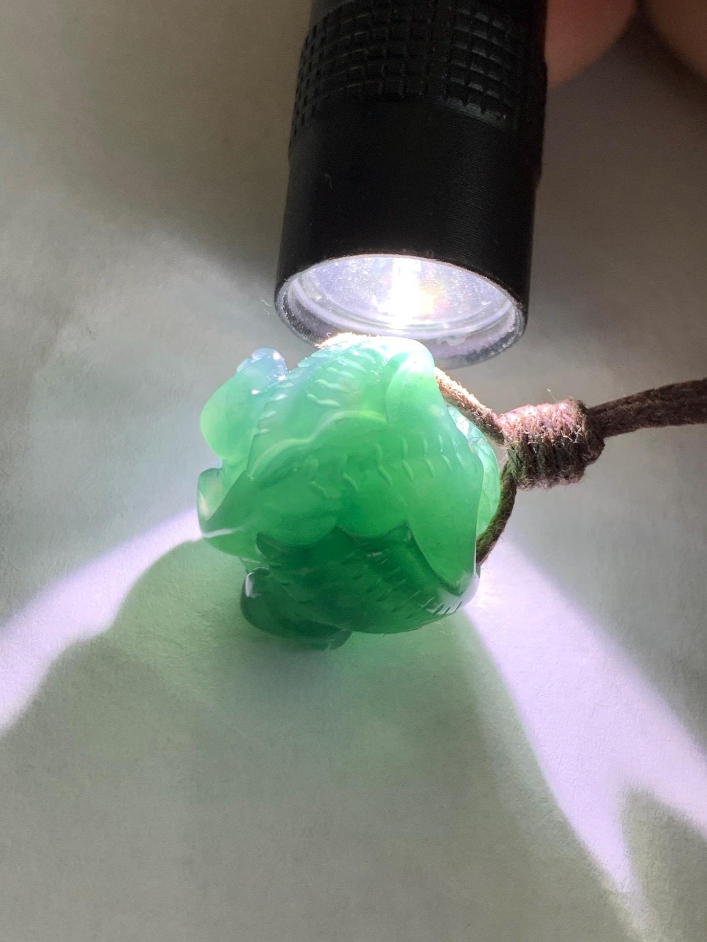 Natural Grade A Guatemalan Icy Translucent Dark Teal Blue Jade Jadeite Baby Dragon Ball Pendant Rope Necklace 26” 天然老种冰胶危深蓝翡翠龙宝宝吊坠 LBZ264C