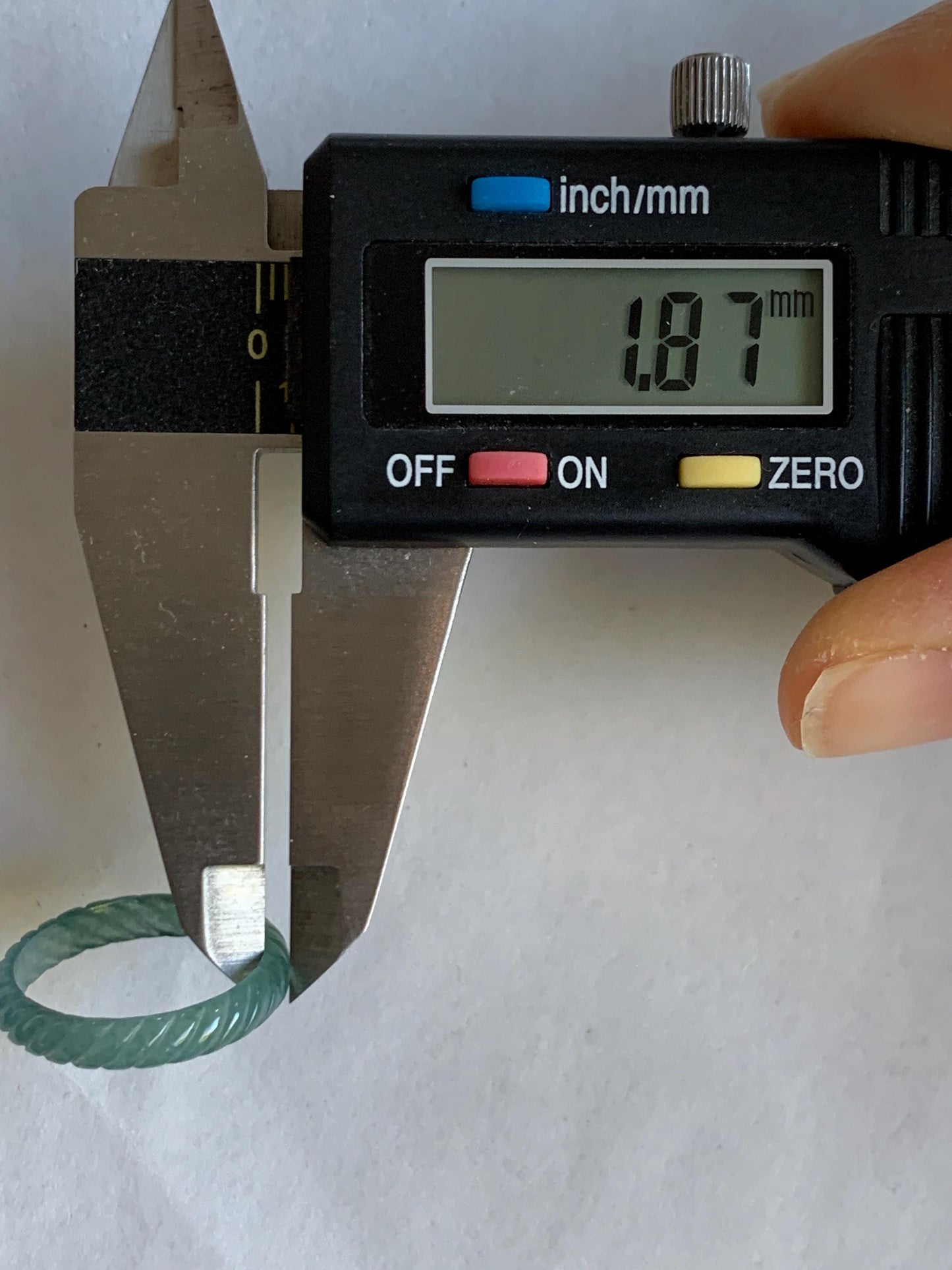 Natural Grade A Guatemalan Icy Highly Translucent Dark Teal Blue Jade Jadeite Carved Braid Band Ring Size 7.75 US 天然冰危深蓝绿翡翠麻花戒圈 WQB66M