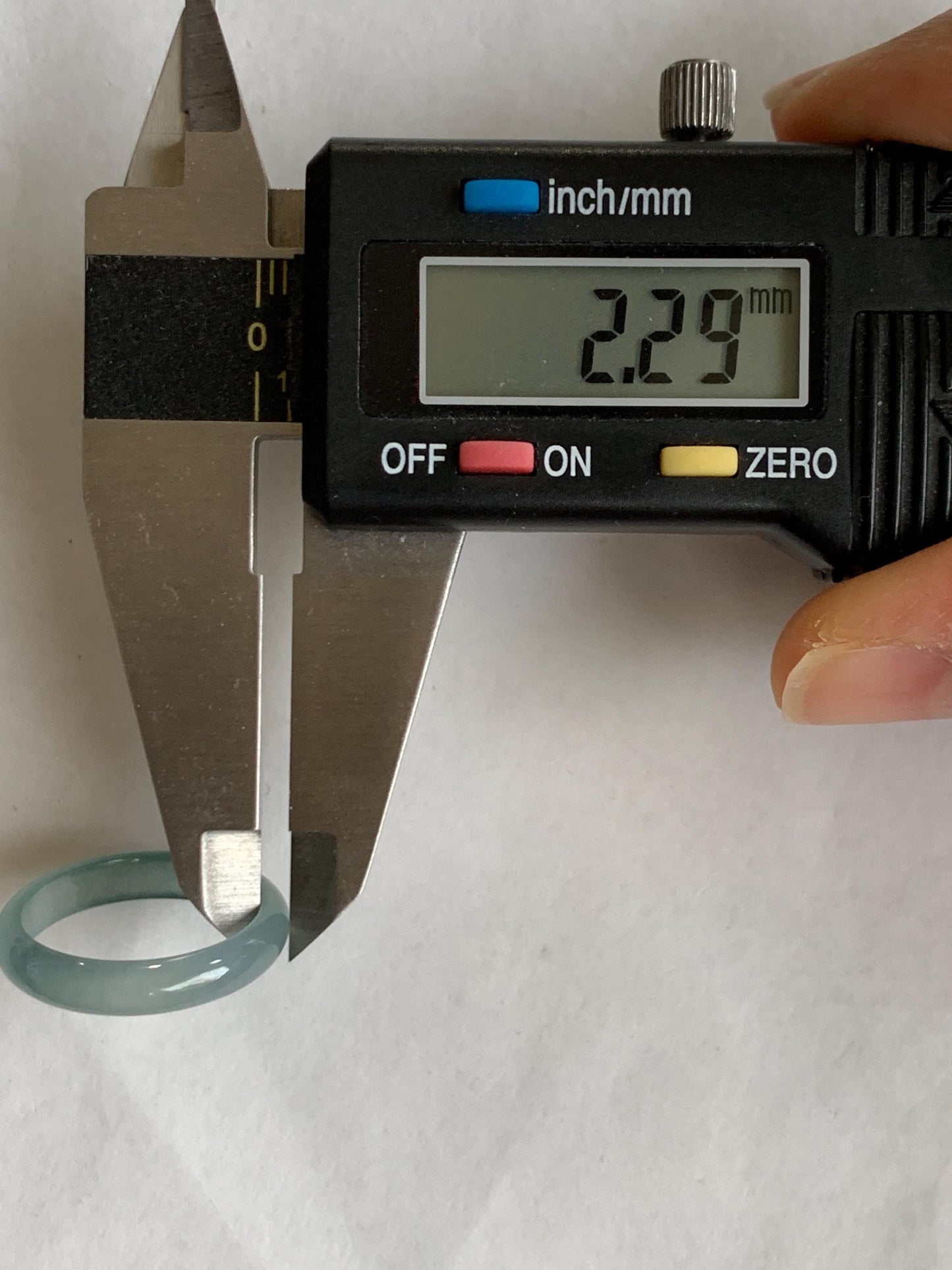 Natural Grade A Guatemalan Icy Highly Translucent Light Teal Jade Jadeite Band Ring Size 7.75 US 天然冰胶危浅蓝绿起光翡翠戒圈 WLL55D