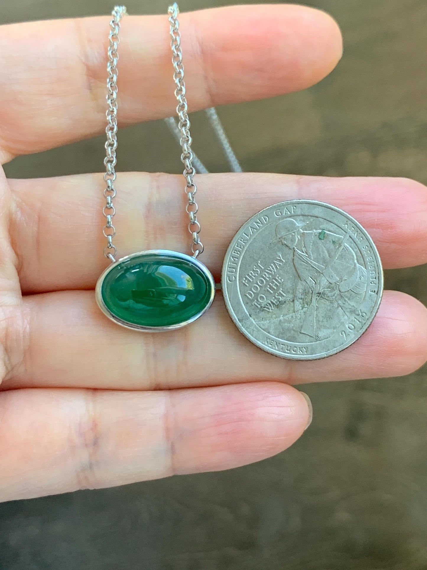 Certified Natural Grade A Guatemalan Icy Translucent Rich Green Jade Jadeite Solitaire Pendant Necklace Sterling Silver 天然冰危深绿翡翠大蛋面锁骨链 171