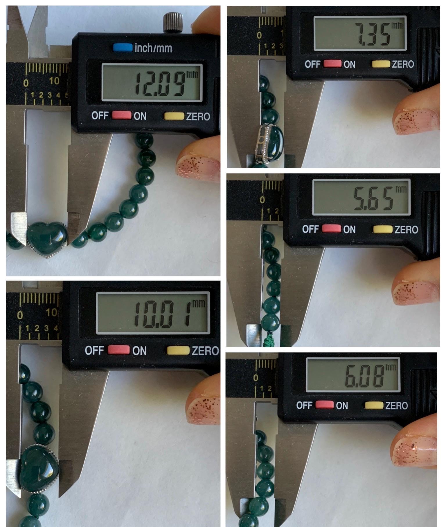 Natural Guatemalan Icy Translucent Dark Teal Blue Jade Jadeite Heart Charm Beaded Bracelet Sterling Silver 7” 天然冰危深蓝翡翠爱心潘多拉圆珠手串 WAX168