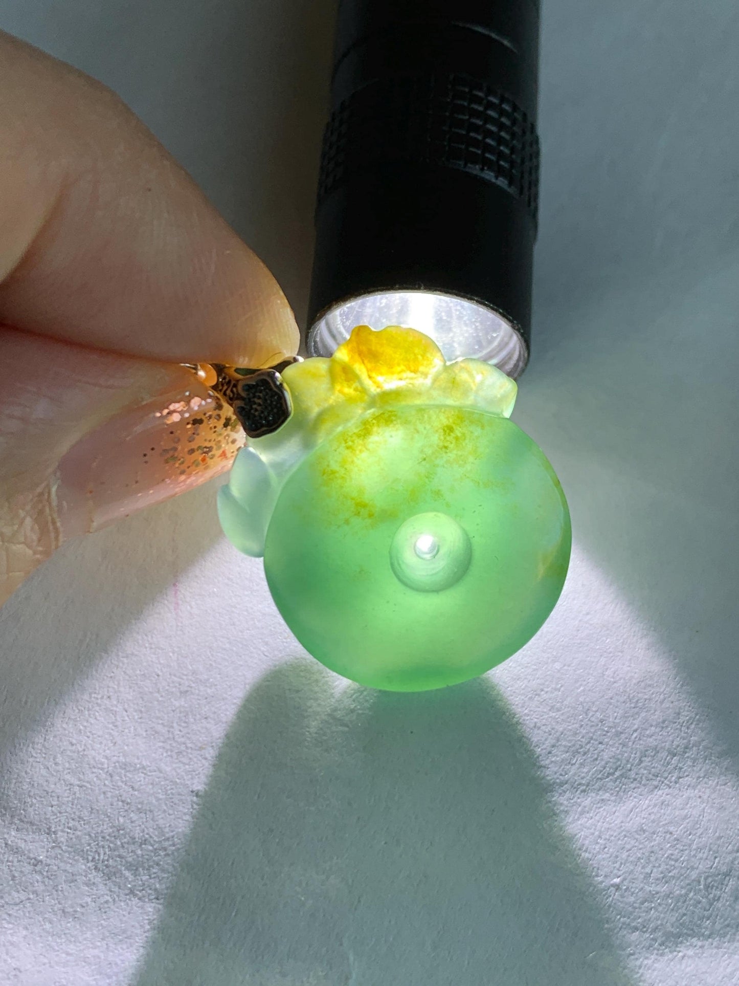 Natural Grade A Guatemalan Icy Translucent Teal Green Jadeite Lotus Flower Ping An Kou Donut Pendant Sterling Silver 天然冰危蓝翡翠莲花平安扣吊坠 WSL385A