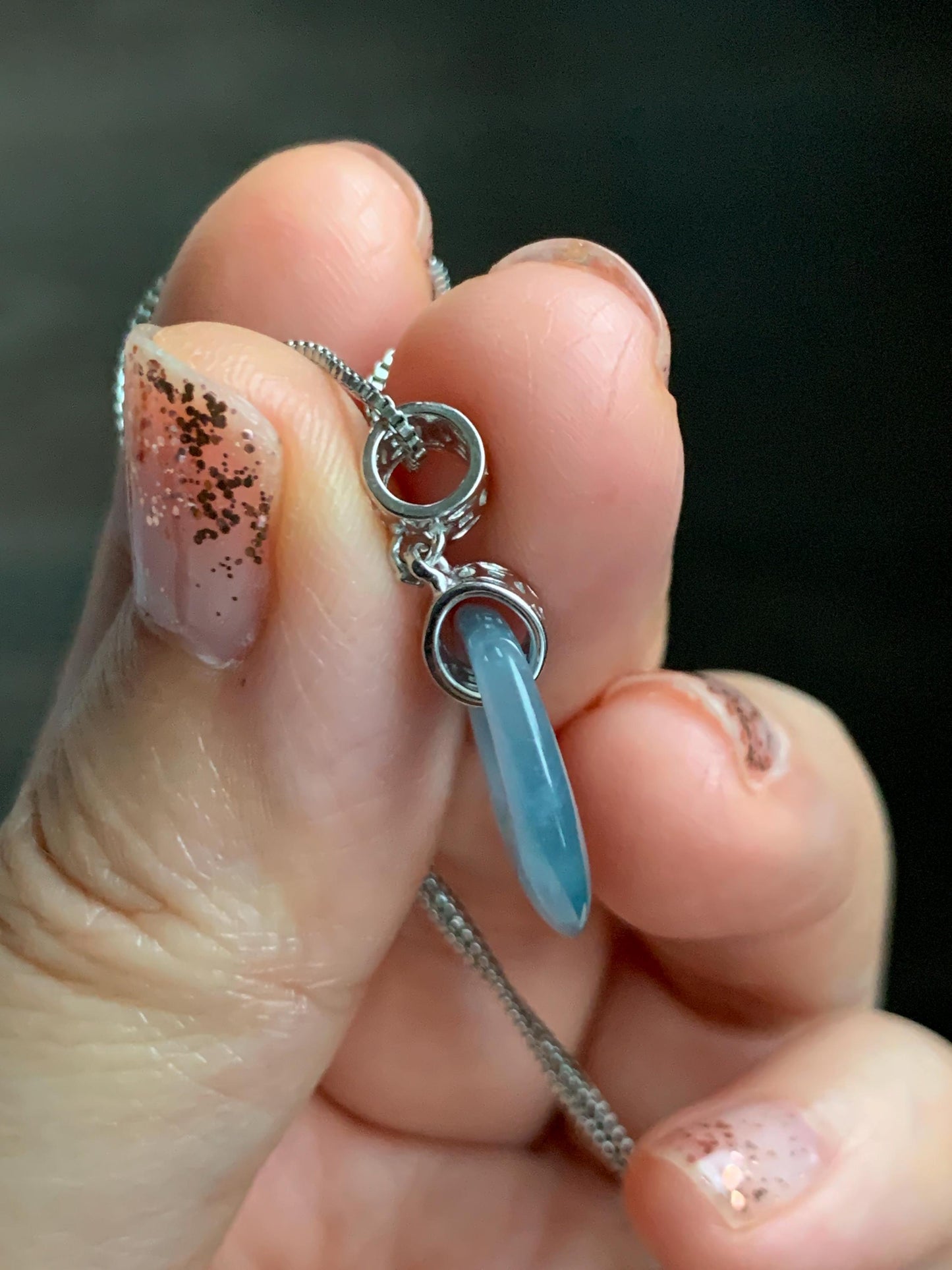 Natural Grade A Guatemalan Icy Translucent Pastel Teal Blue Jade Jadeite Ping An Kou Donut Pendant Sterling Silver 天然冰胶危飘蓝翡翠平安扣吊坠 WGZ55B