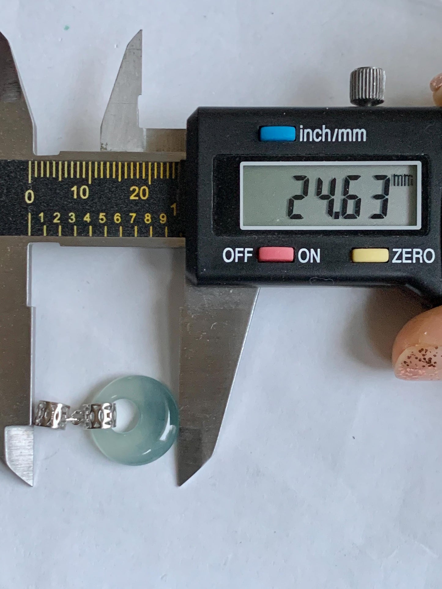 Natural Grade A Guatemalan Icy Translucent Pastel Teal Blue Jade Jadeite Ping An Kou Donut Pendant Sterling Silver 天然冰胶危飘蓝翡翠平安扣吊坠 WGZ55A