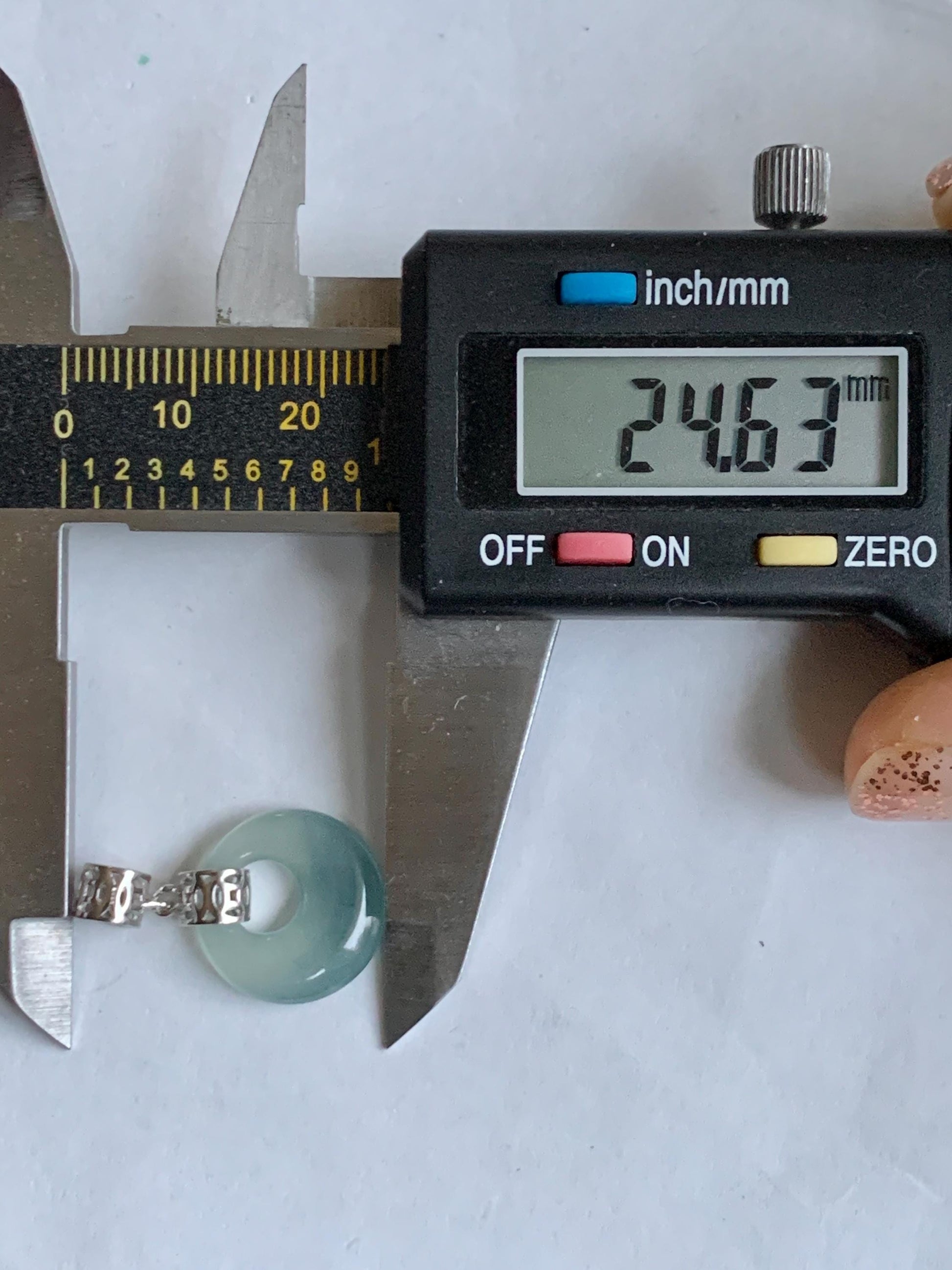 Natural Grade A Guatemalan Icy Translucent Pastel Teal Blue Jade Jadeite Ping An Kou Donut Pendant Sterling Silver 天然冰胶危飘蓝翡翠平安扣吊坠 WGZ55A