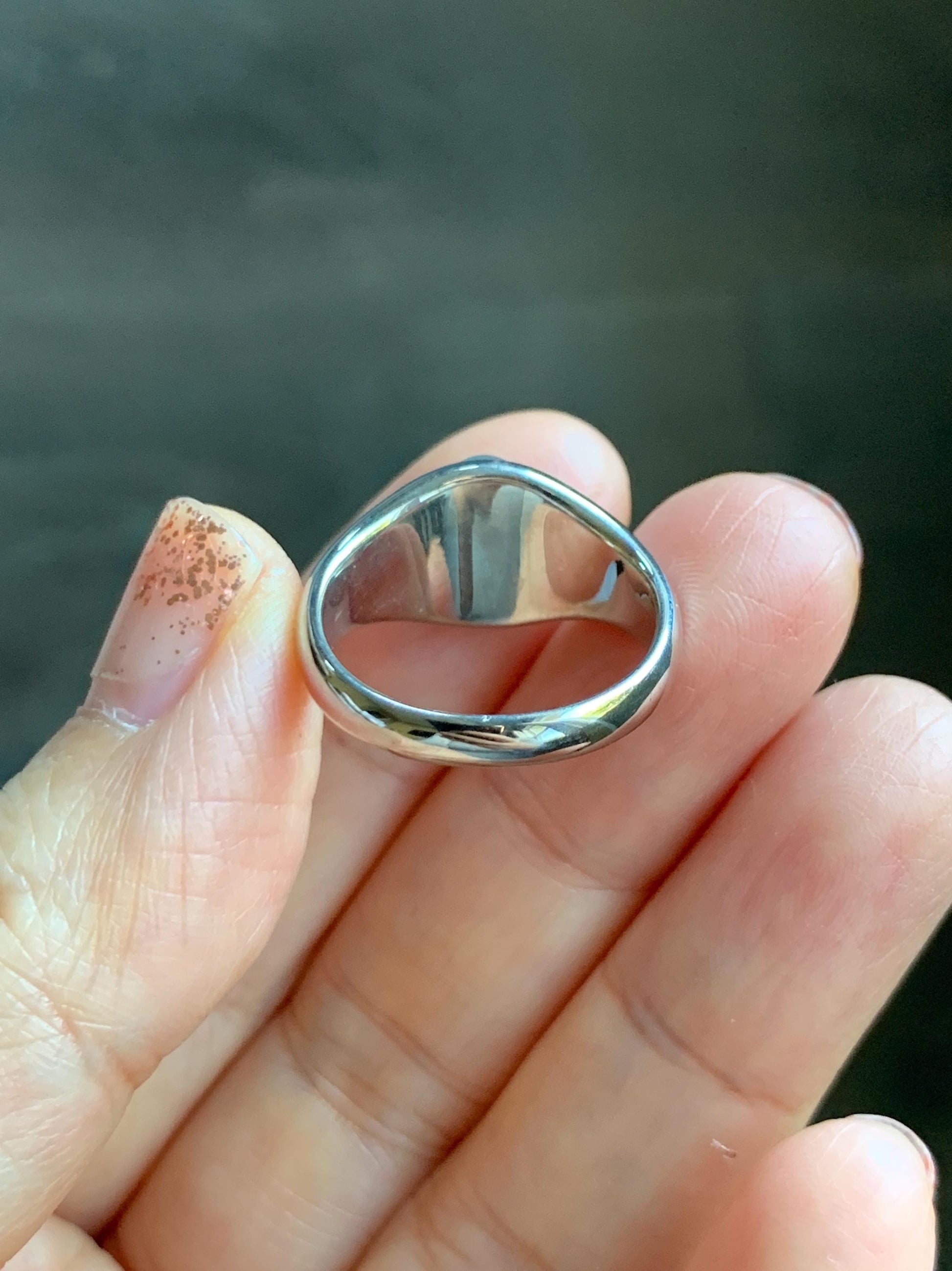 Certified Natural Grade A Guatemalan Icy Translucent Pastel Teal Blue Oval Jade Jadeite Ring Sterling Silver size 7.25 天然冰危淡蓝底翡翠镶嵌戒指 180