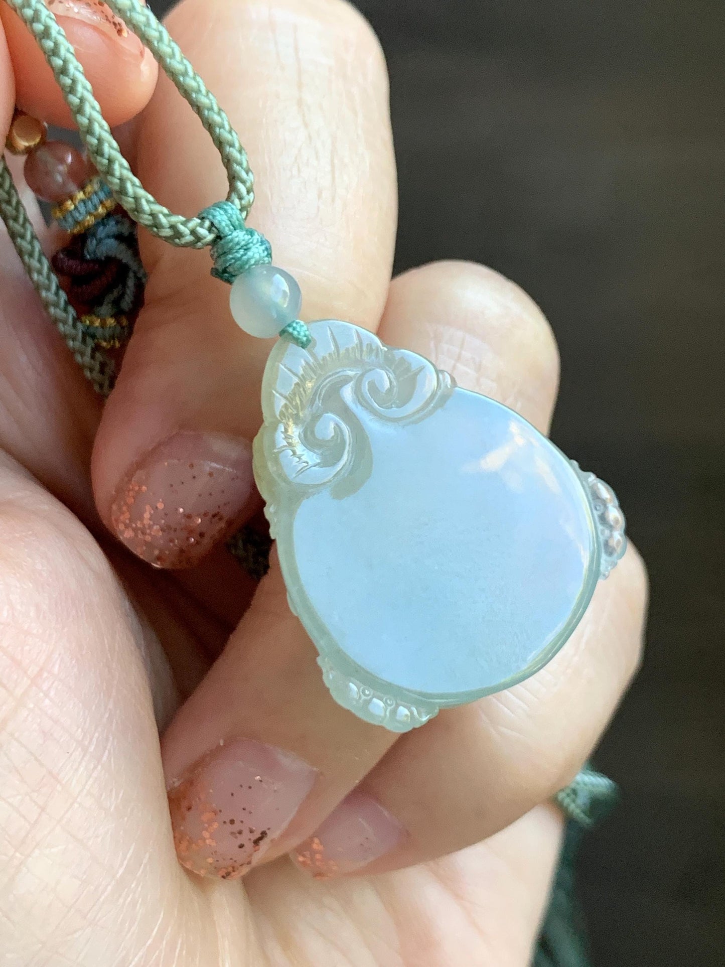 Certified Natural Grade A Icy Translucent Jadeite Lotus Flower Goldfish Ping An Kou Donut Pendant Rope Necklace 天然老种冰胶晴底翡翠莲花鱼平安扣吊坠项链 1694