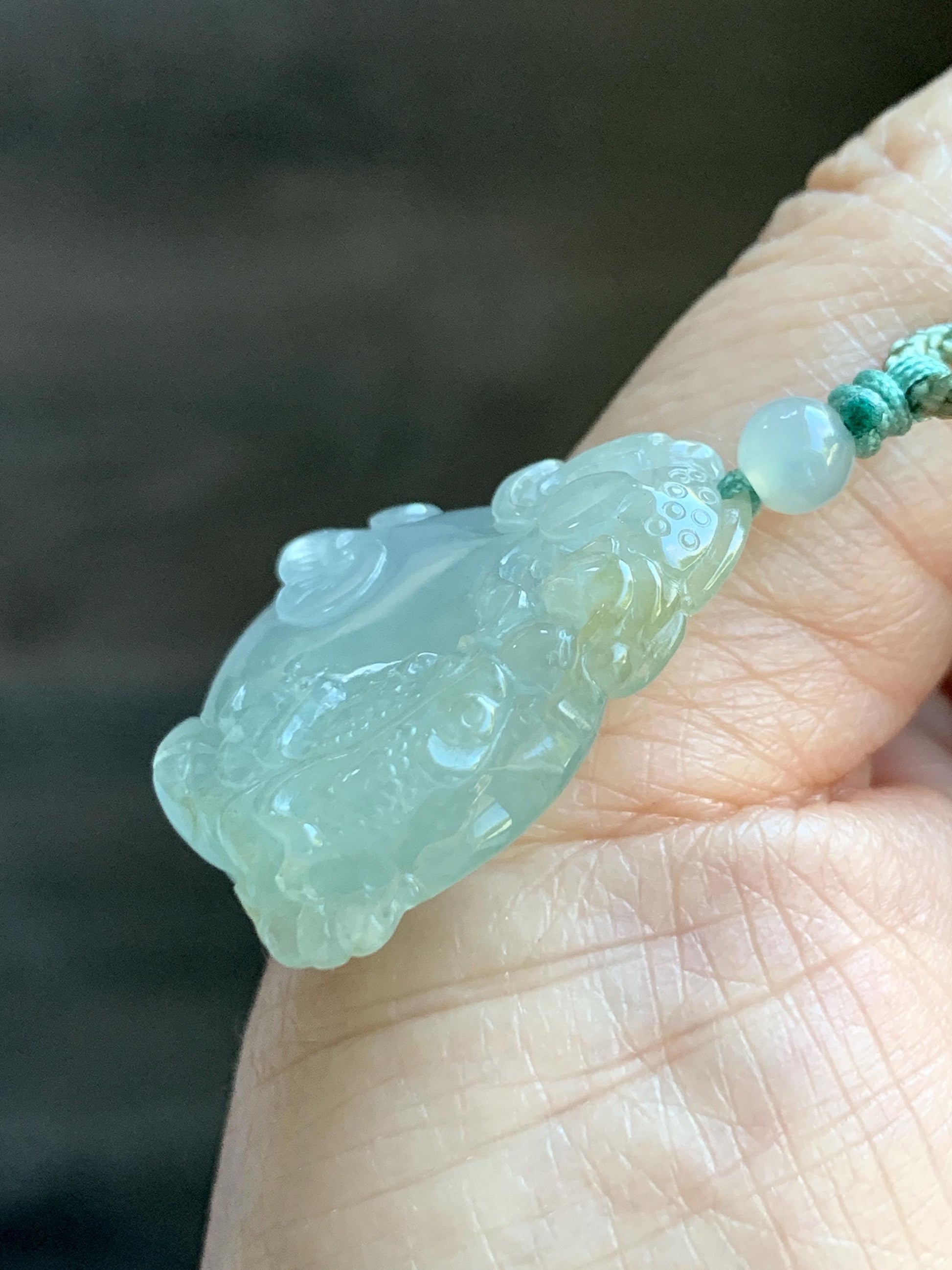 Certified Natural Grade A Icy Translucent Jadeite Lotus Flower Goldfish Ping An Kou Donut Pendant Rope Necklace 天然老种冰胶晴底翡翠莲花鱼平安扣吊坠项链 1694