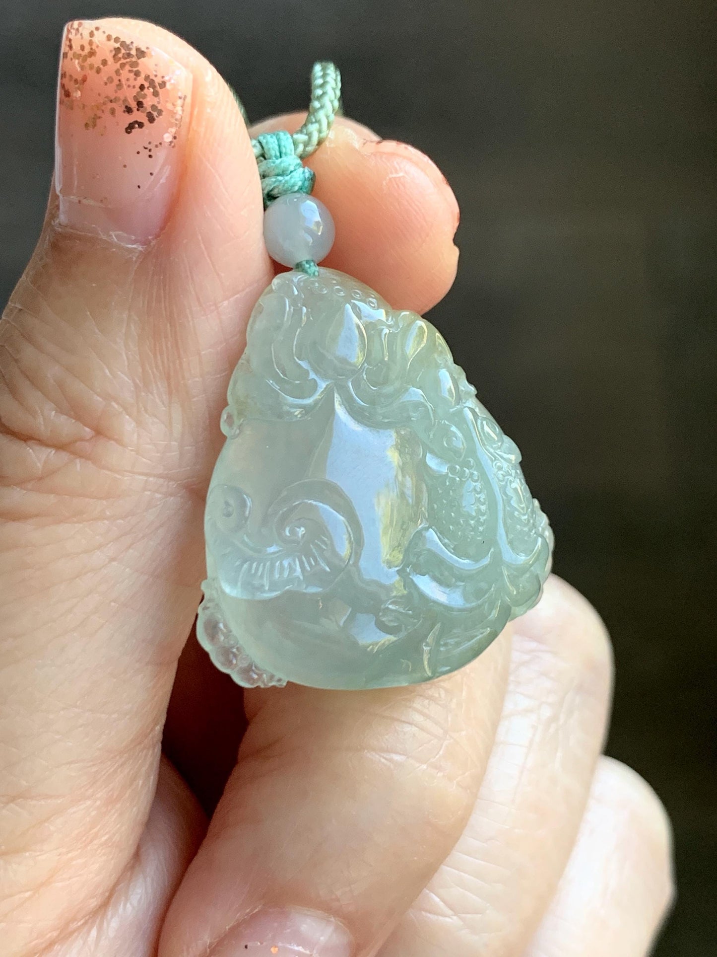 Certified Natural Grade A Icy Translucent Jadeite Lotus Flower Goldfish Ping An Kou Donut Pendant Rope Necklace 天然老种冰胶晴底翡翠莲花鱼平安扣吊坠项链 1694