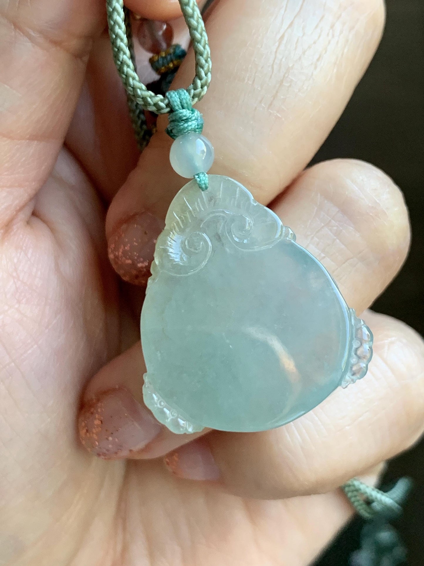 Certified Natural Grade A Icy Translucent Jadeite Lotus Flower Goldfish Ping An Kou Donut Pendant Rope Necklace 天然老种冰胶晴底翡翠莲花鱼平安扣吊坠项链 1694