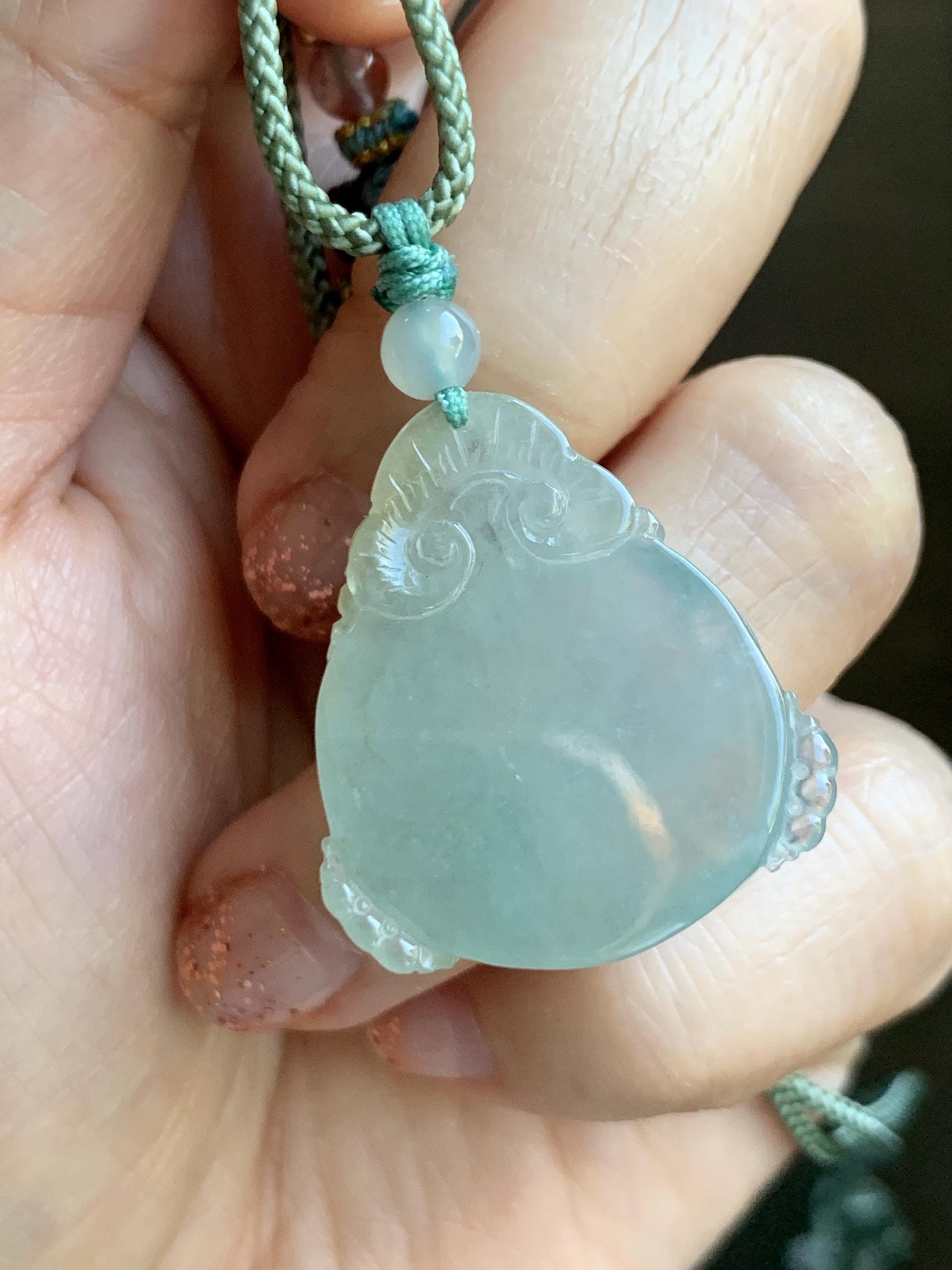Certified Natural Grade A Icy Translucent Jadeite Lotus Flower Goldfish Ping An Kou Donut Pendant Rope Necklace 天然老种冰胶晴底翡翠莲花鱼平安扣吊坠项链 1694