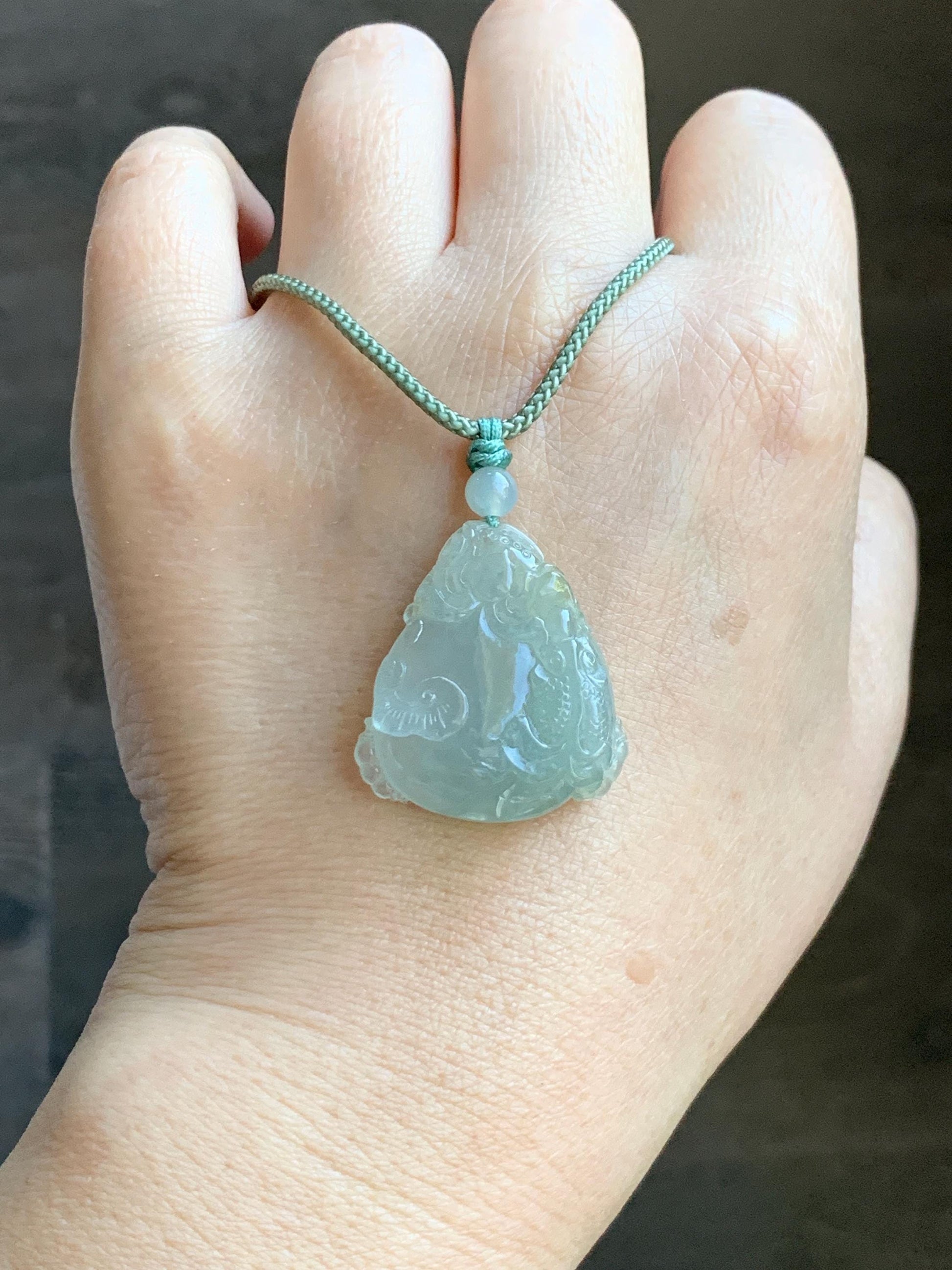 Certified Natural Grade A Icy Translucent Jadeite Lotus Flower Goldfish Ping An Kou Donut Pendant Rope Necklace 天然老种冰胶晴底翡翠莲花鱼平安扣吊坠项链 1694