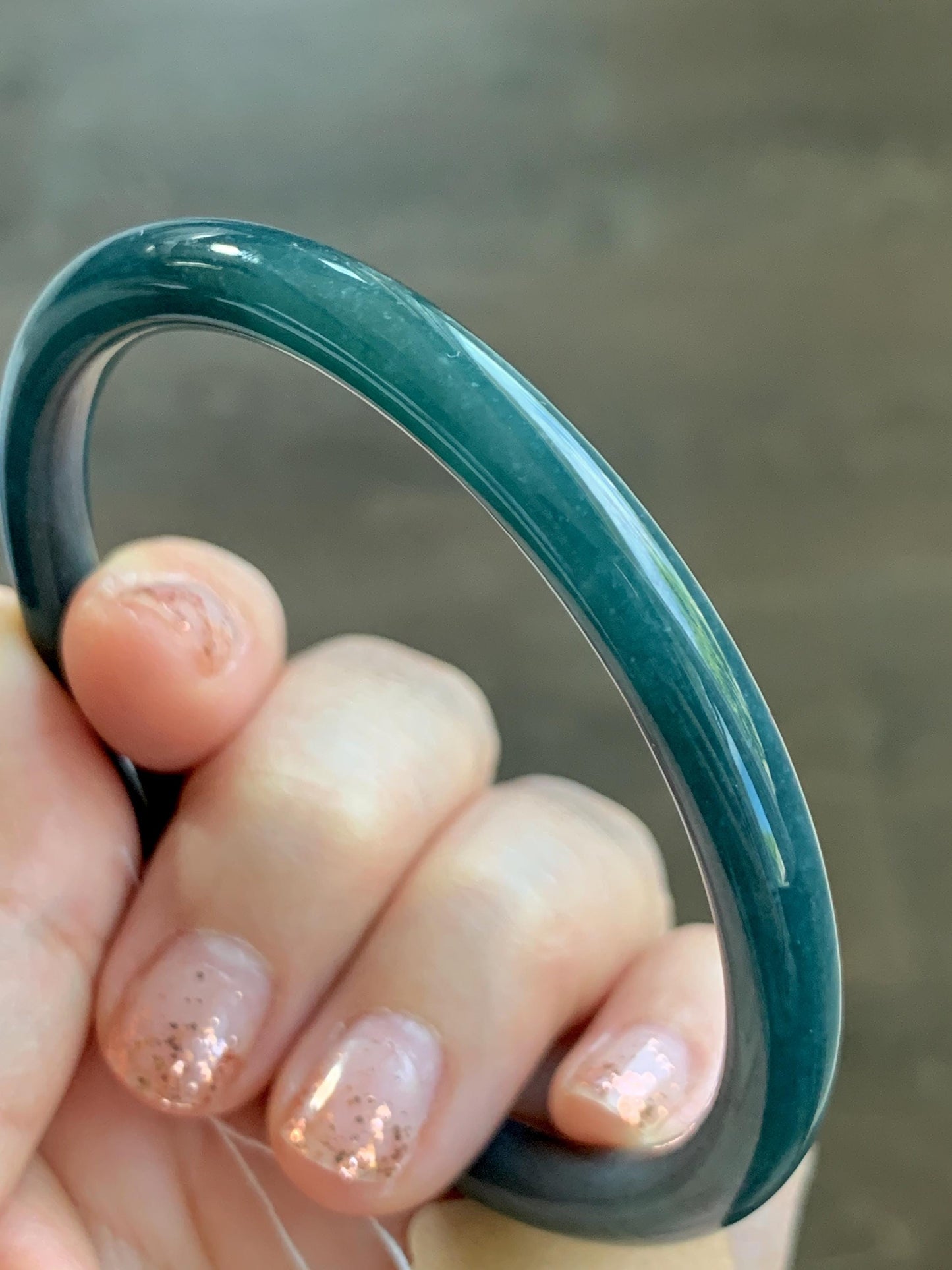Certified Natural Grade A Guatemalan Icy Translucent Dark Aegean Blue Jade Jadeite Bangle Bracelet 59.69mm 7.37” 21g 天然危深牛仔蓝翡翠细圆条手镯 464